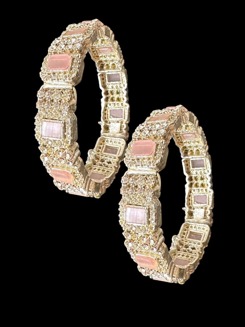 B187 Anisa bangles -pink , silver plated (READY TO SHIP)