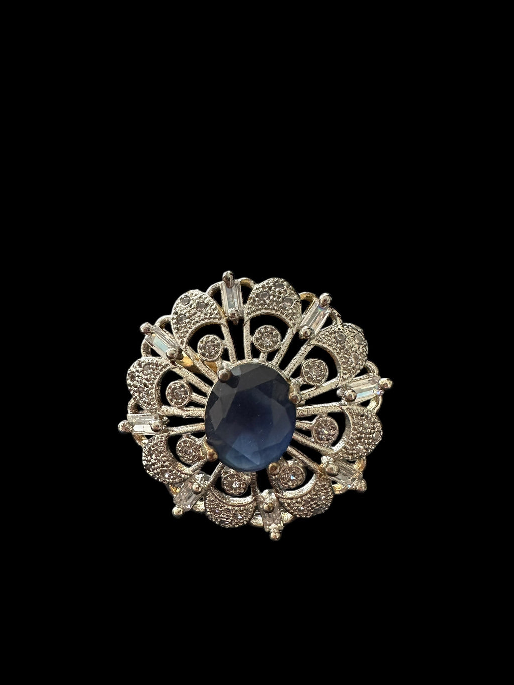 DJR138 Cz gold plated  ring - BLUE( READY TO SHIP)