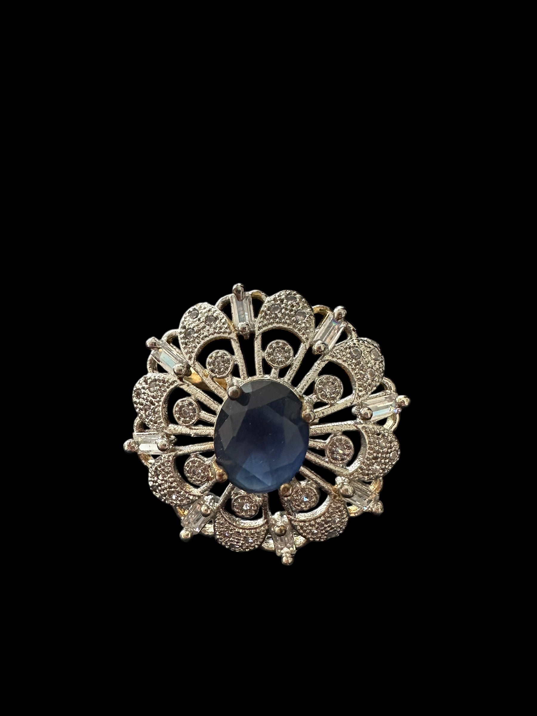 DJR138 Cz gold plated  ring - BLUE( READY TO SHIP)