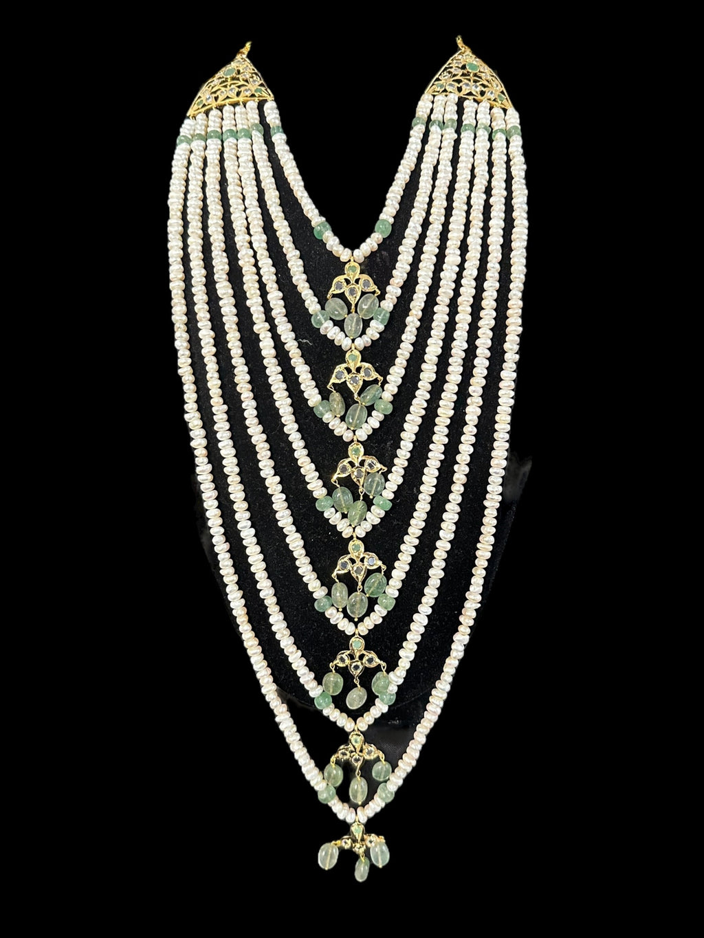 BR498 Insia bridal jadavi lacha satlada set in emeralds , ( READY TO SHIP )