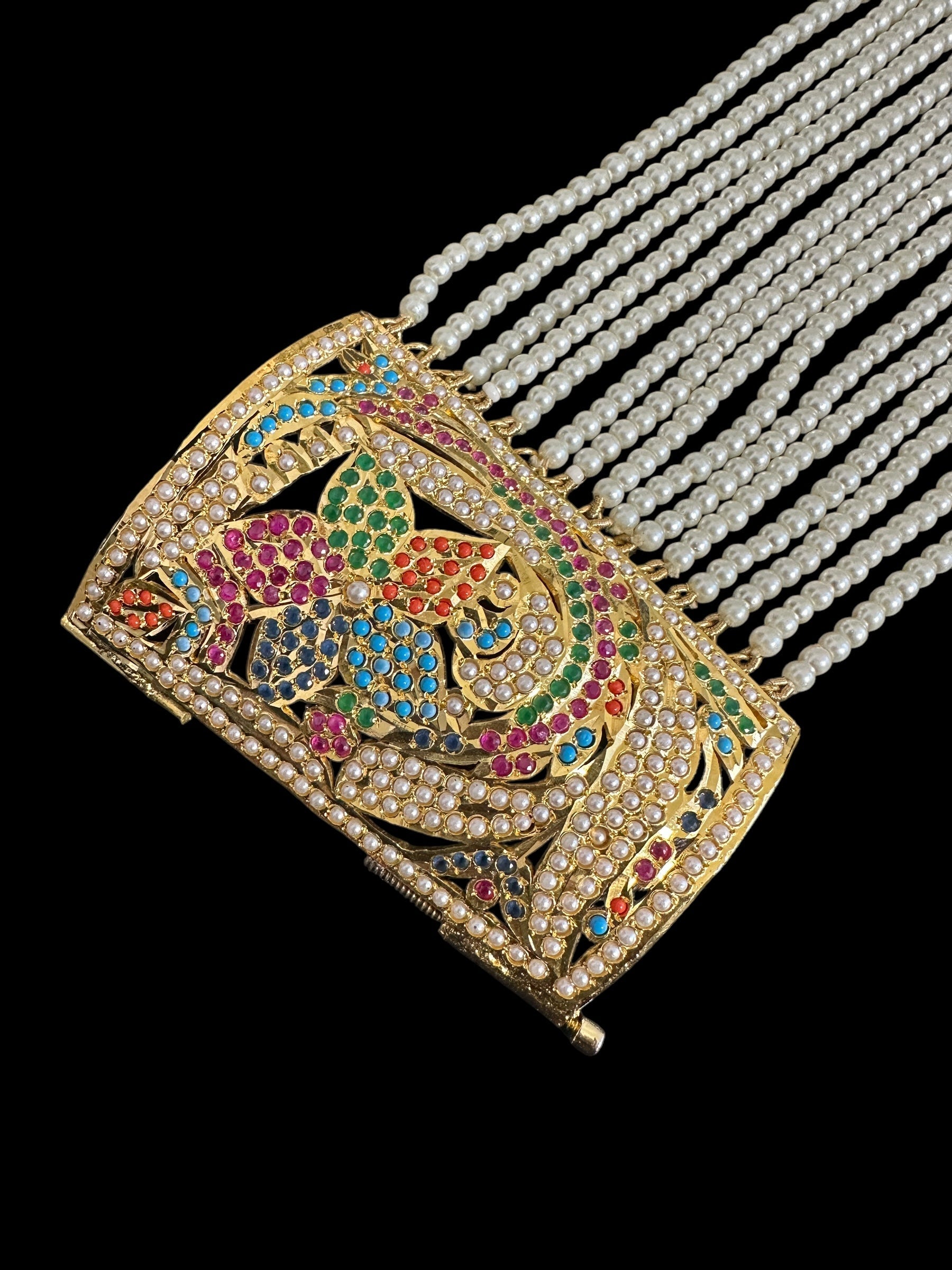 Jadau bahi / bracelet - multicolor / navratan  ( SHIPS IN 3 WEEKS   )