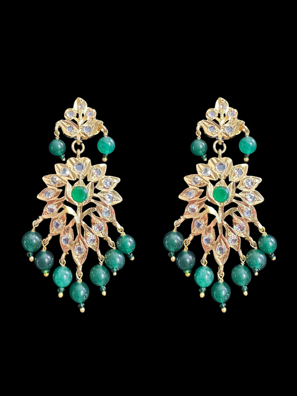 DLN88 Nisha rani haar in green beads  ( READY TO SHIP )