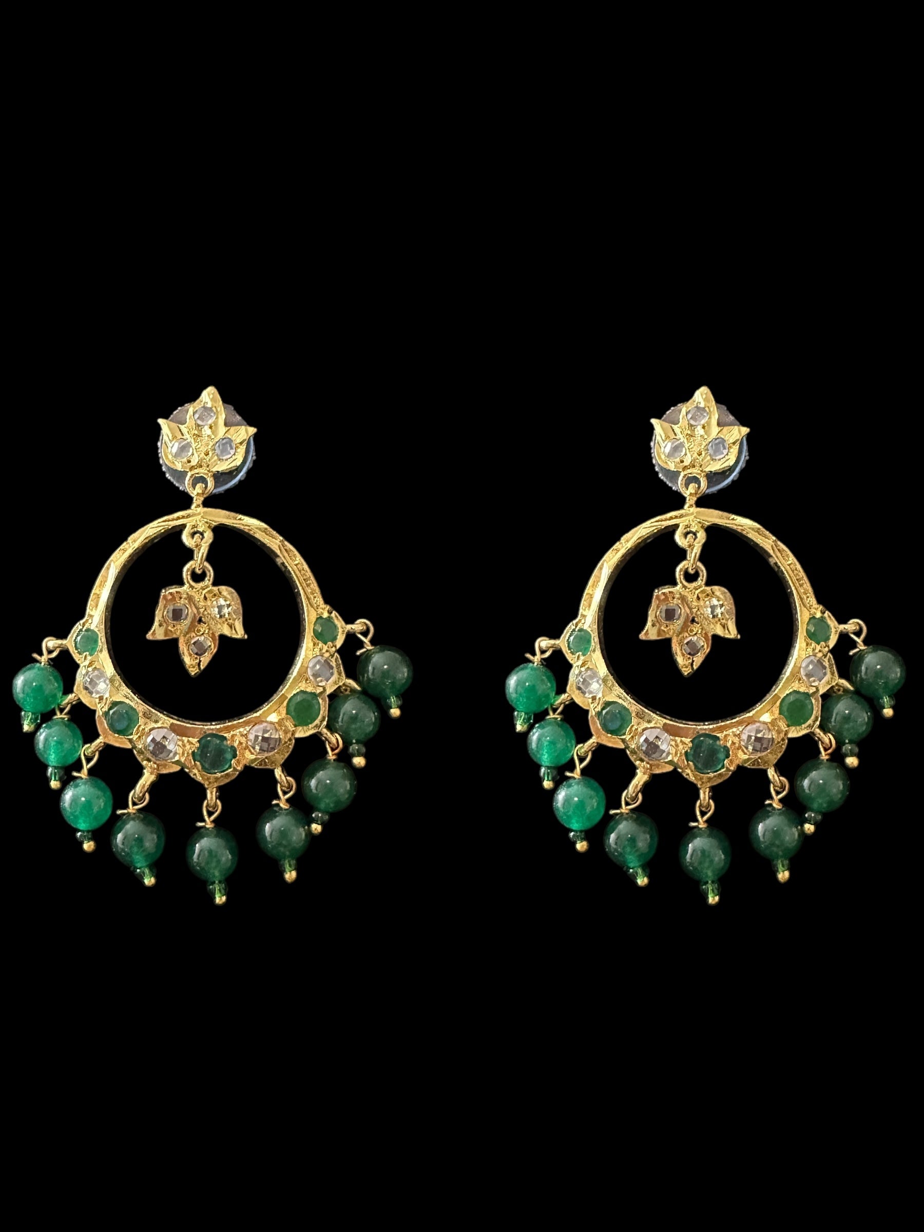 PS512 Tirmani with chandbali in green beads ( SHIPS IN 2 WEEKS  )