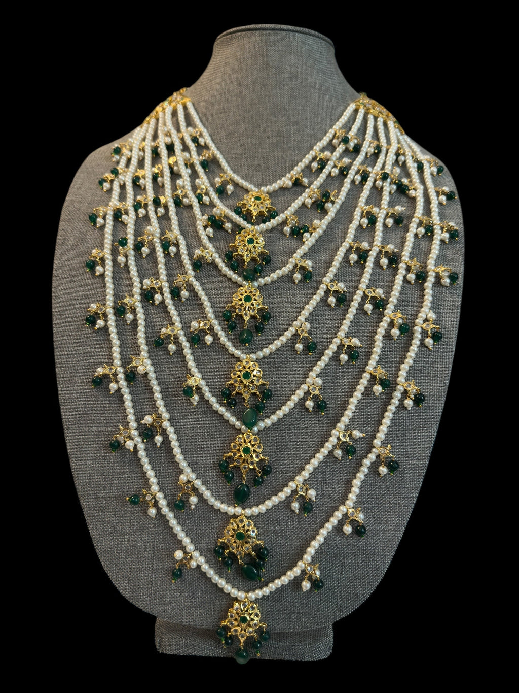 SAT103 Hyderabadi bridal satlada green ( READY TO SHIP )