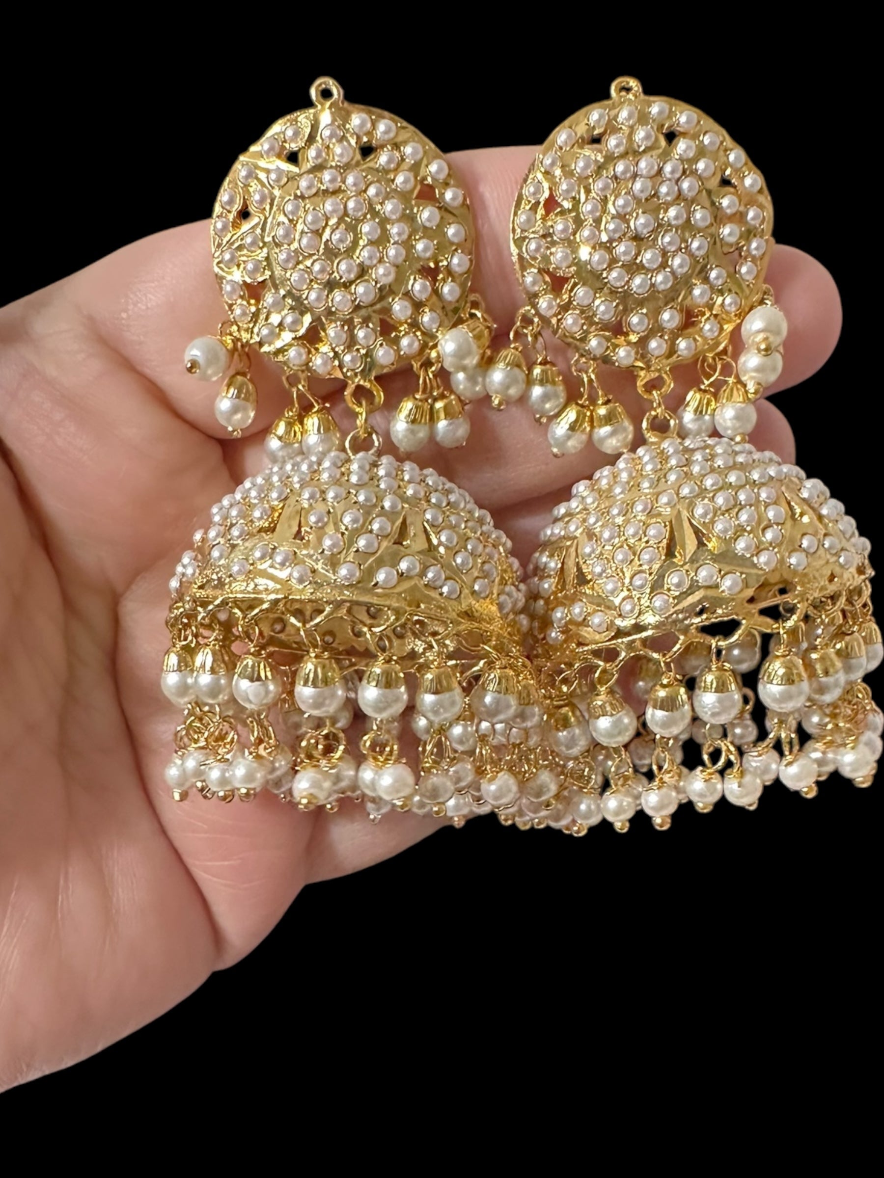 DER795 Jadau jhumka in pearls ( SHIPS IN 3 WEEKS )
