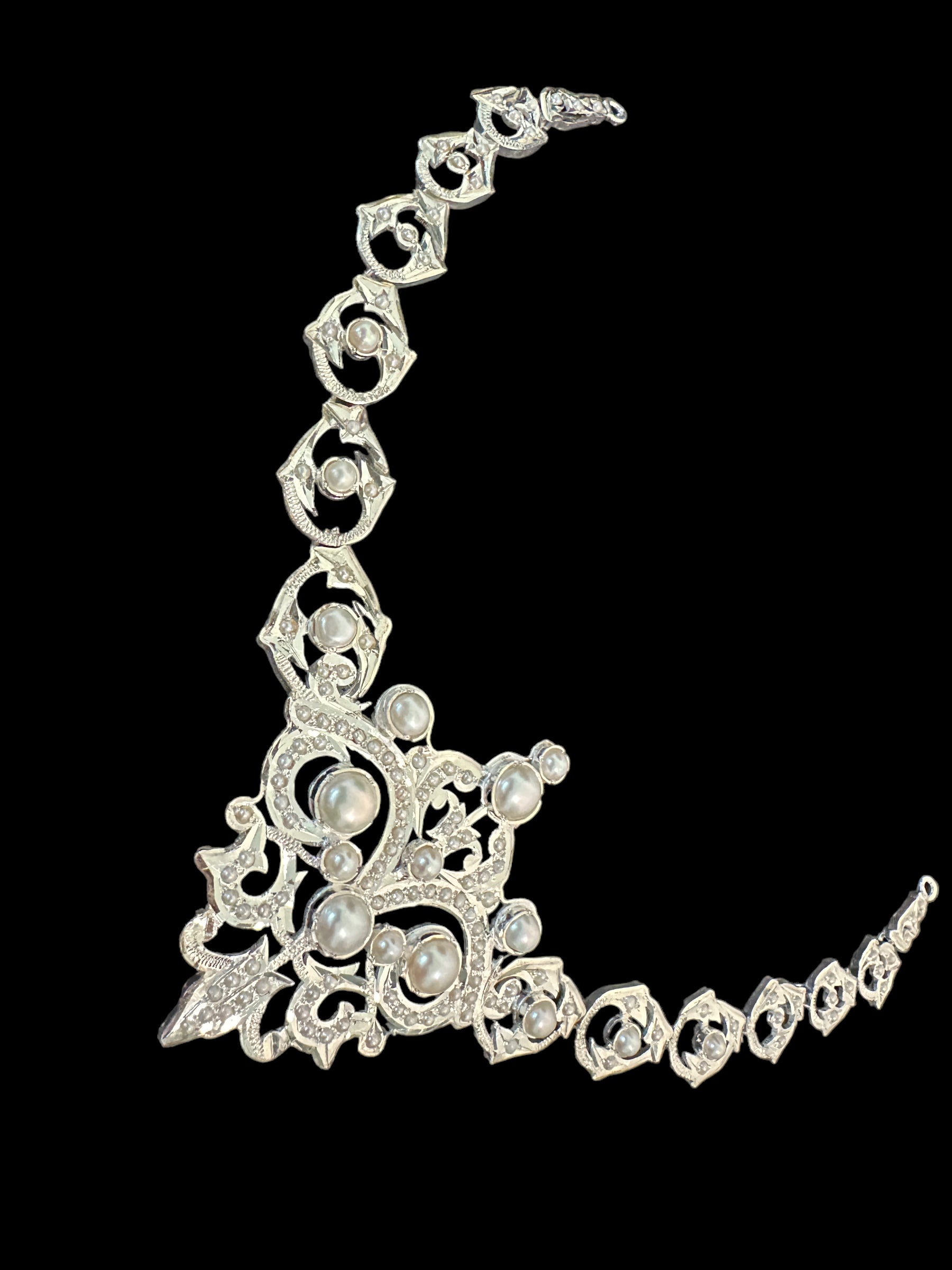 92.5 silver necklace set with fresh water pearls  ( READY TO SHIP )