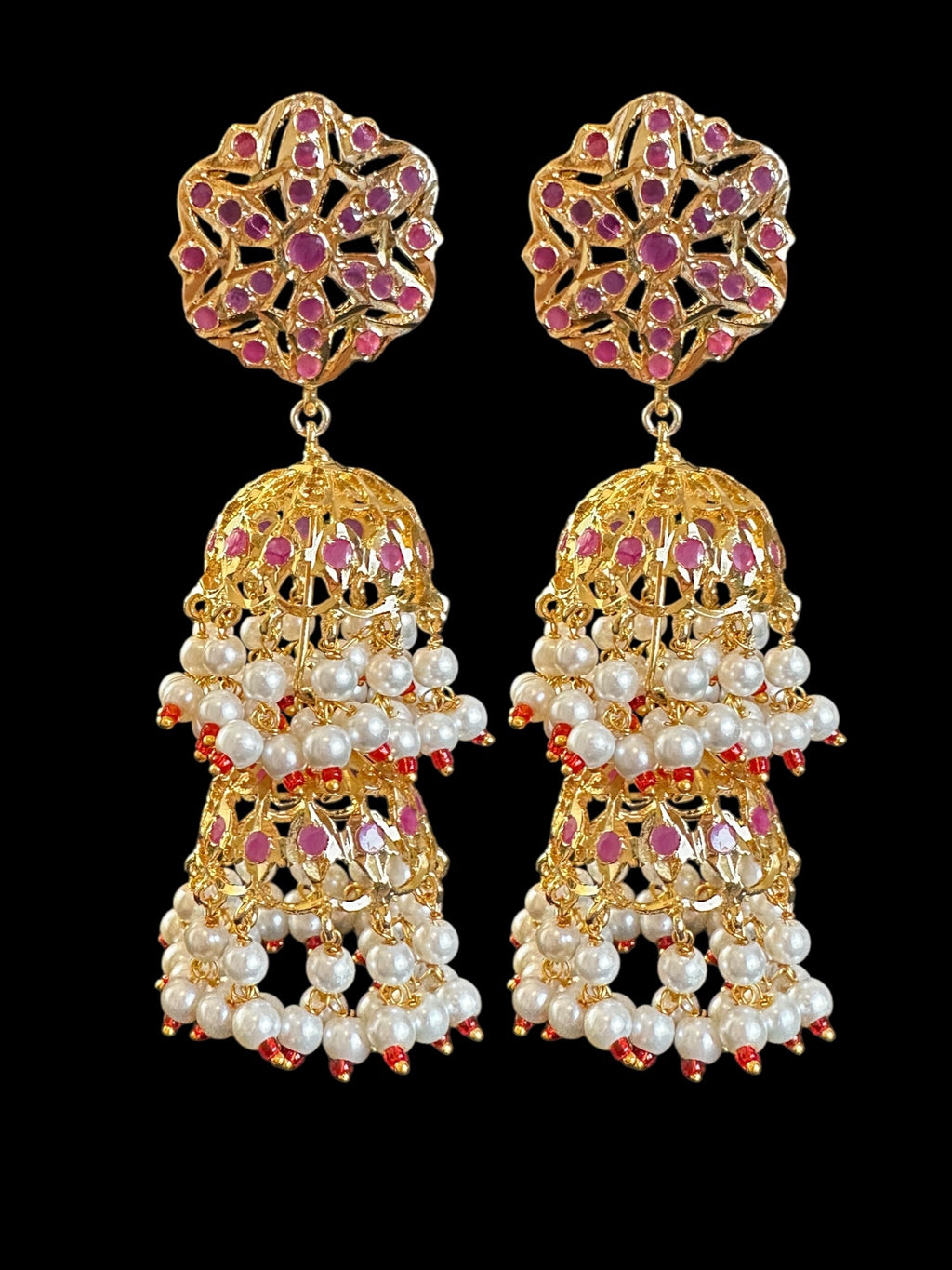 C534 Viya bridal choker set in rubies and pearls  (SHIPS IN 4 WEEKS )