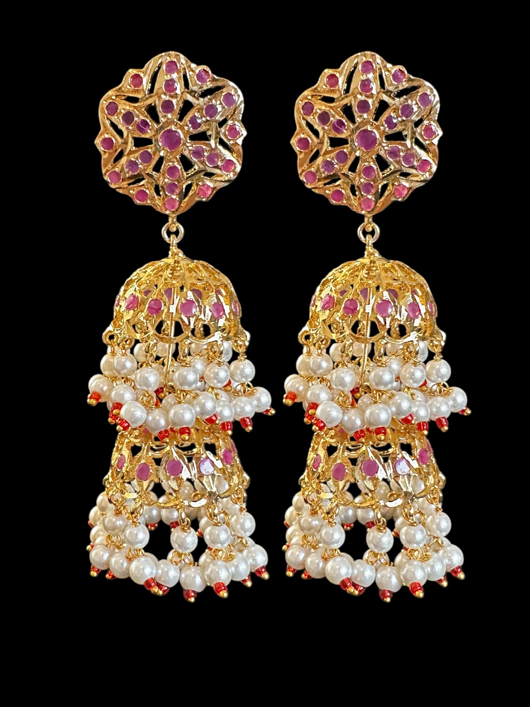 C534 Viya bridal choker set in rubies and pearls  (SHIPS IN 4 WEEKS )