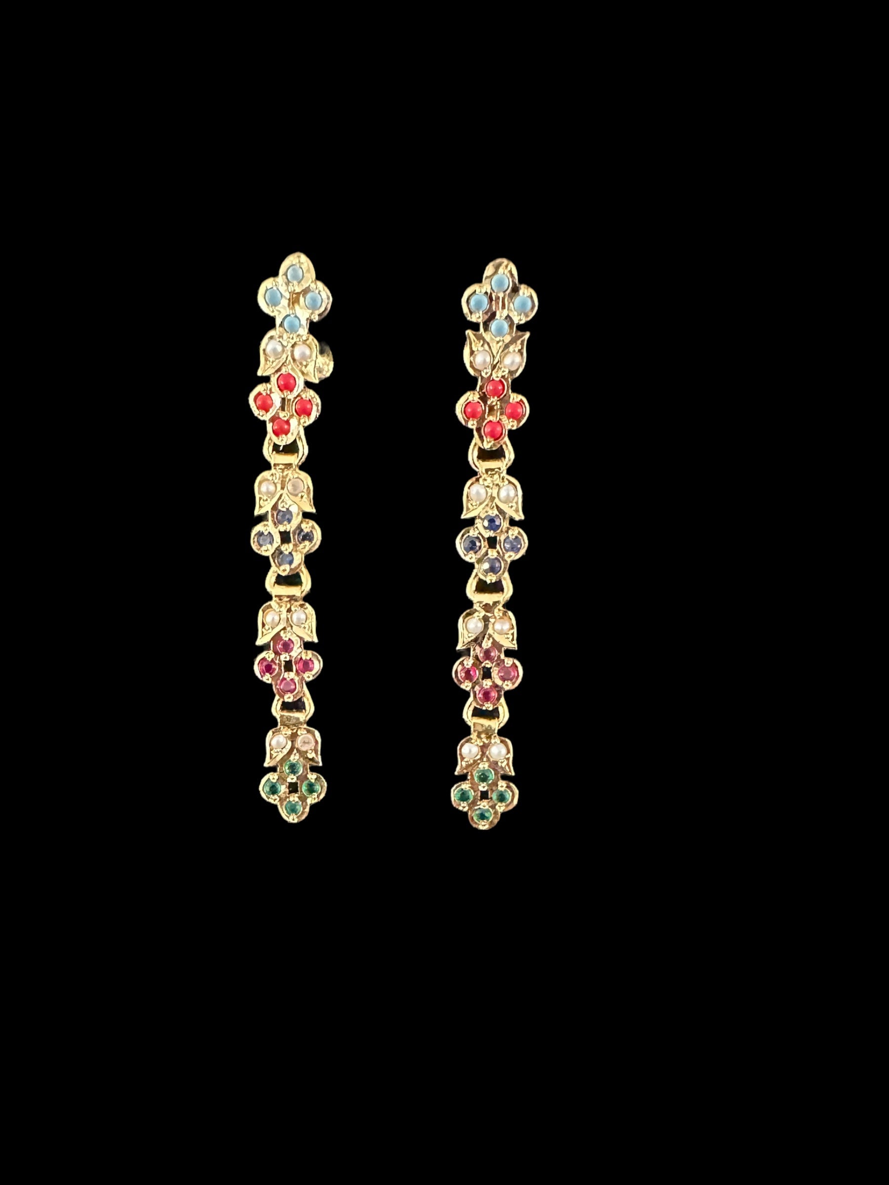 Navratan necklace set in gold plated silver ( READY TO SHIP )