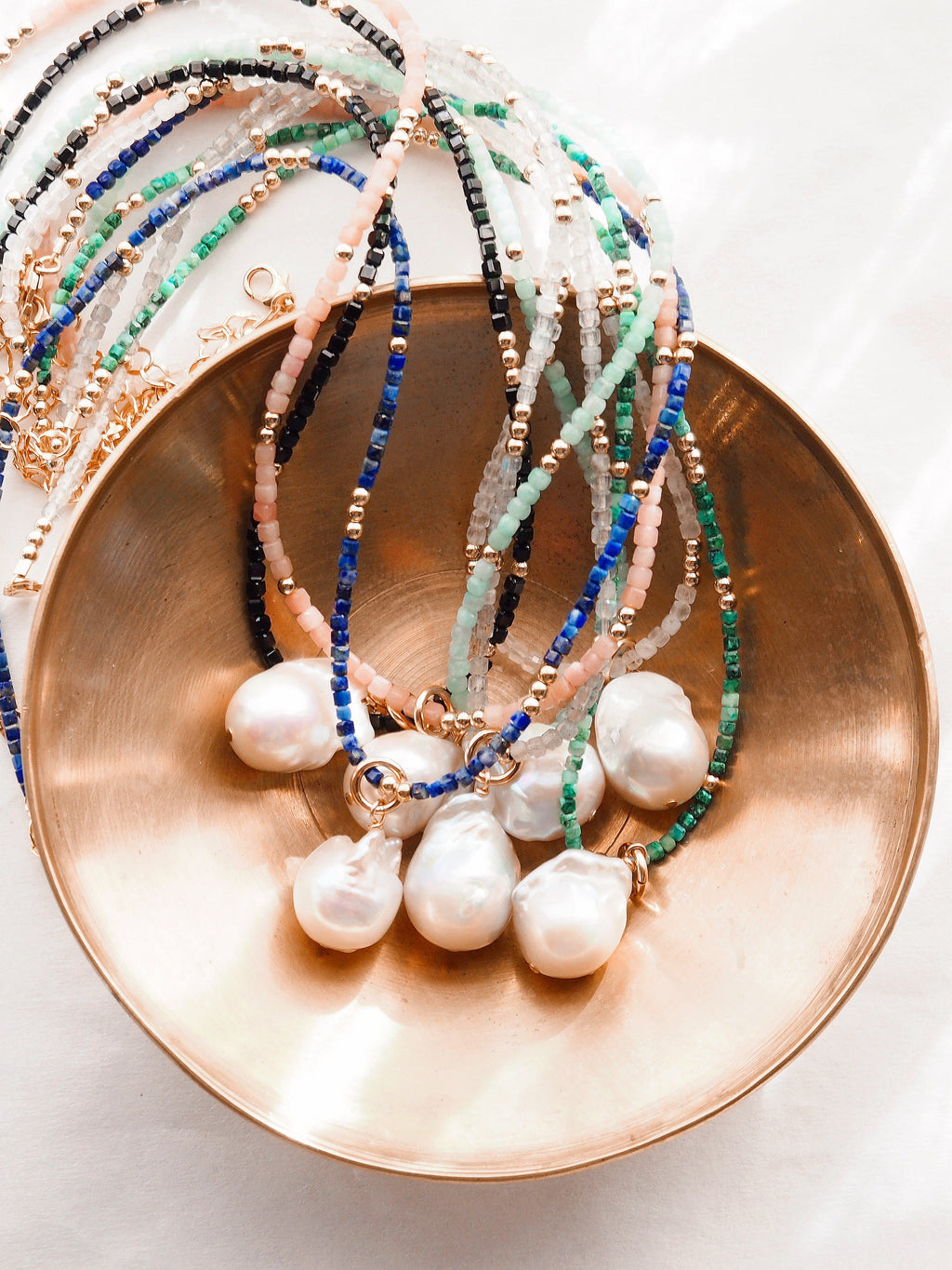Flameball Baroque Pearl and Gemstone Necklace - Gold Keahi