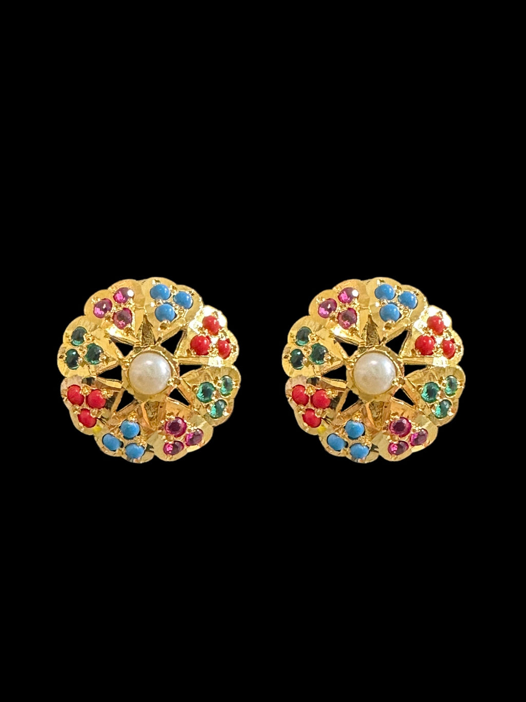 Navratan gold plated silver tops ( READY TO SHIP)