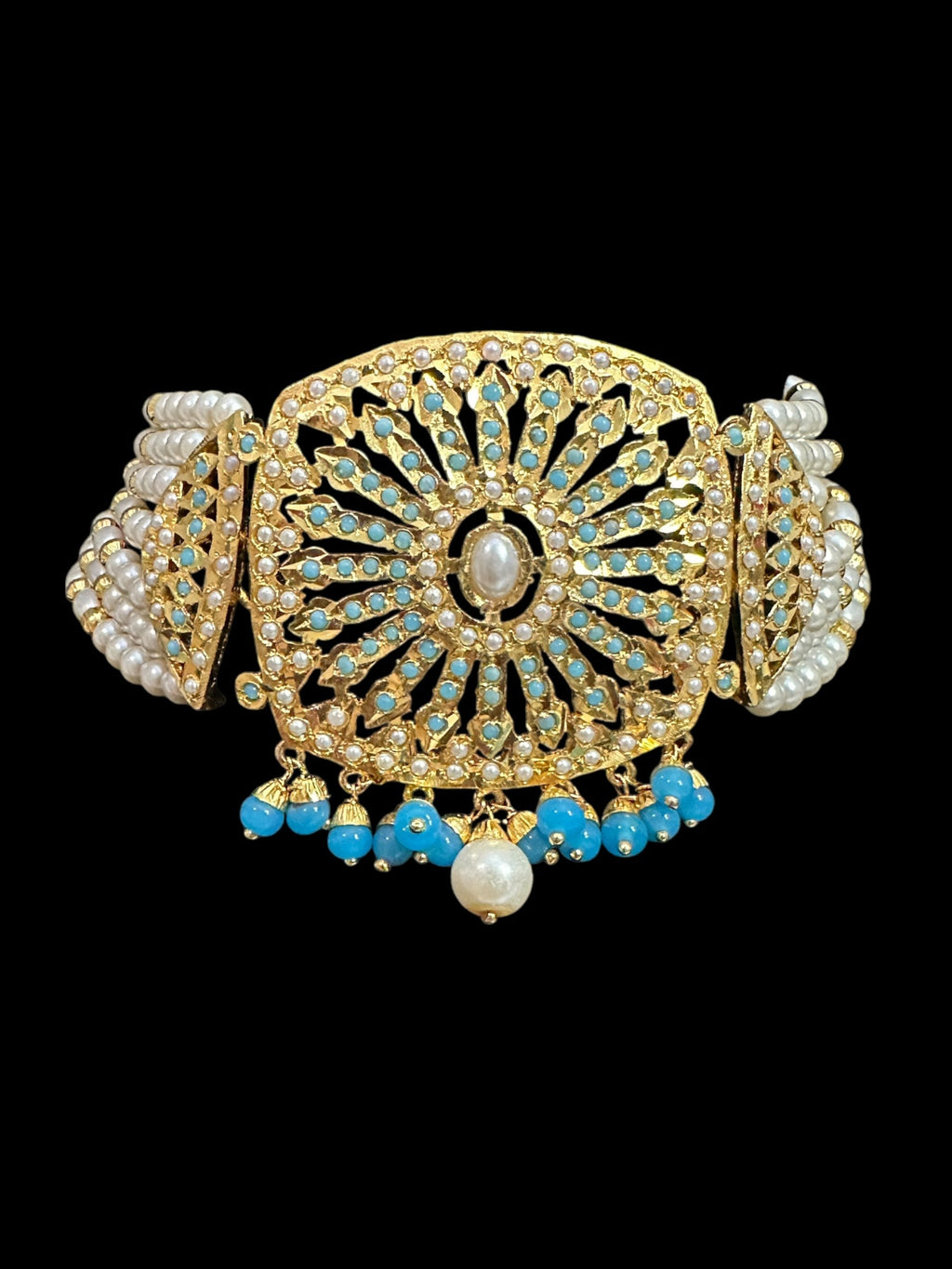 C514 Gold plated jadau choker in turquoise   ( READY TO SHIP  )