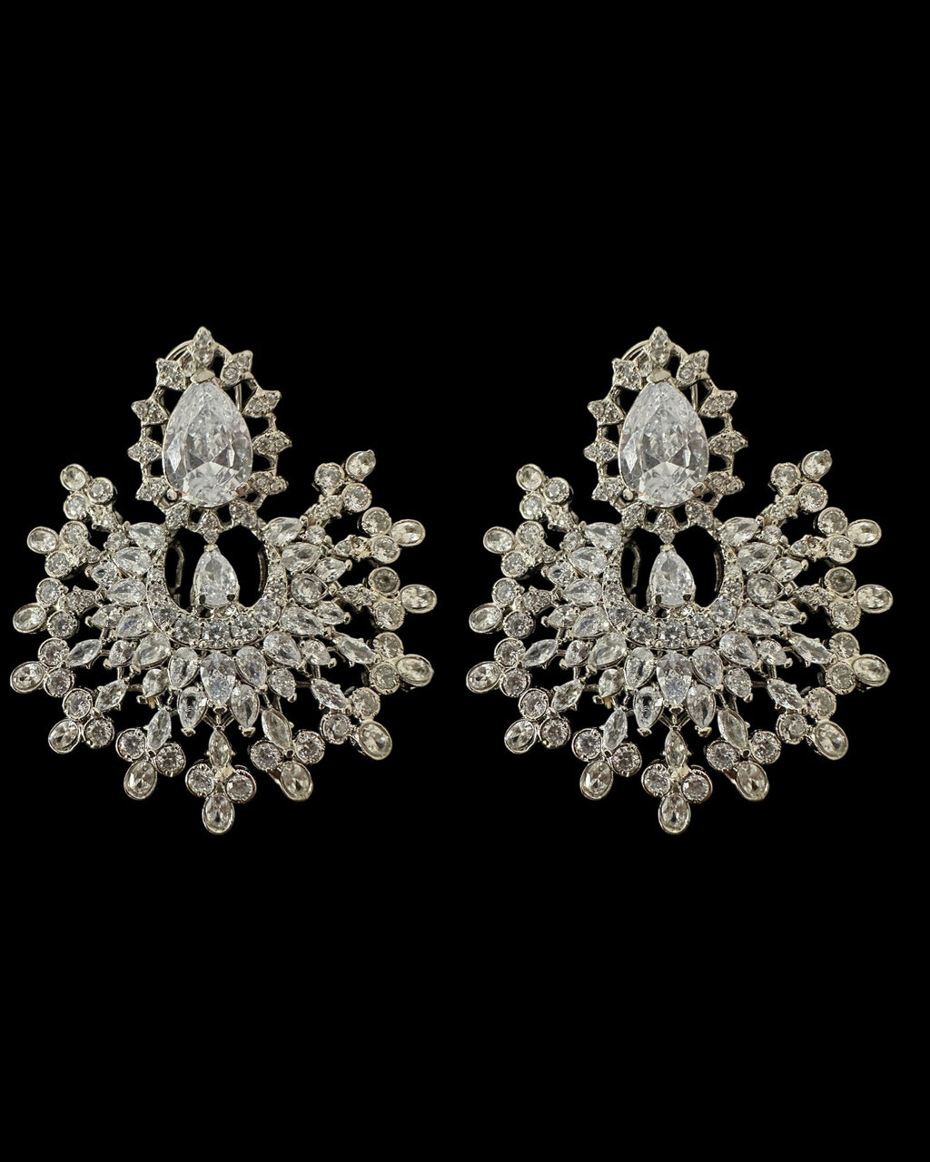 Subhana silver plated chandbali earrings tika set  ( READY TO SHIP )