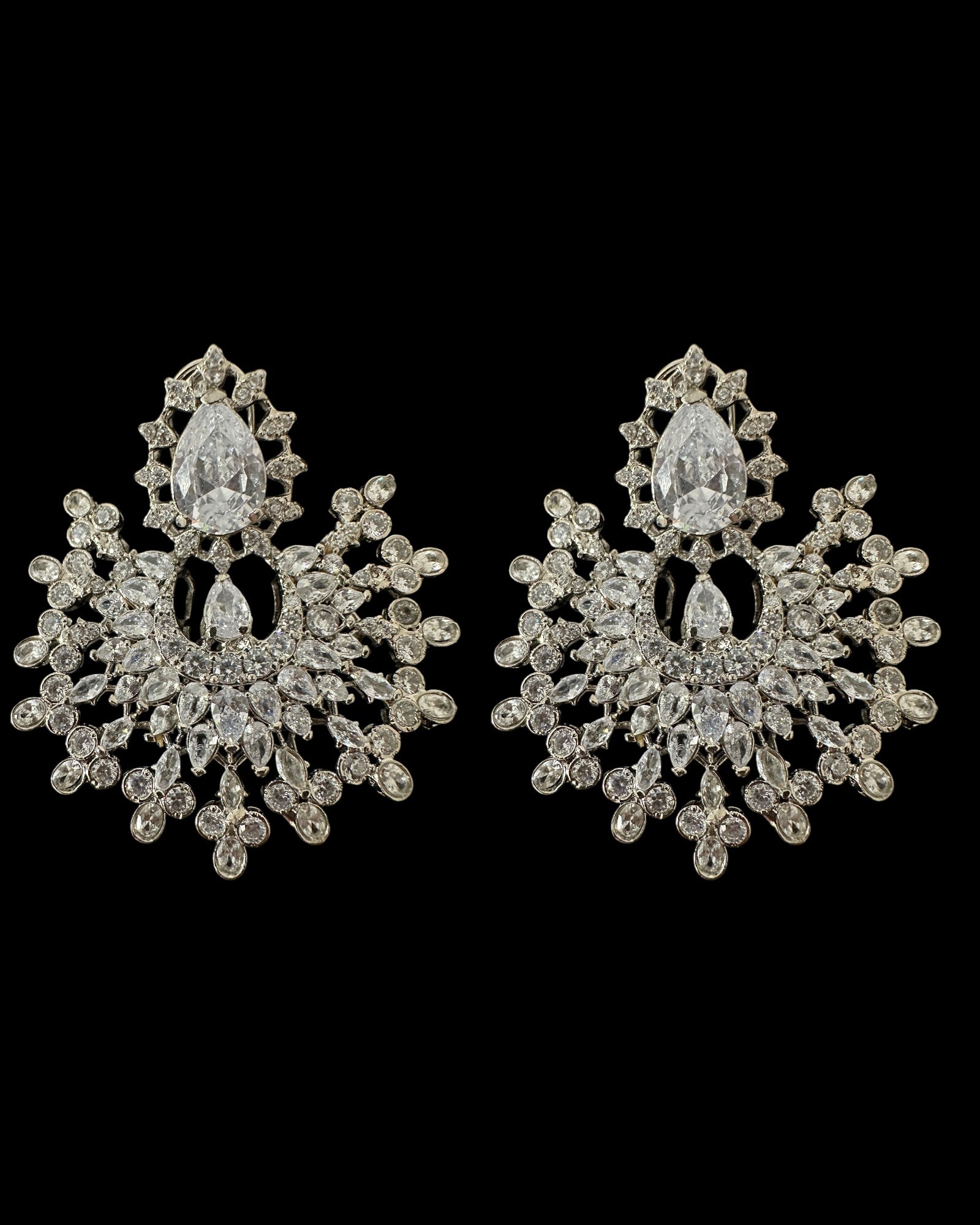 Subhana silver plated chandbali earrings tika set  ( READY TO SHIP )