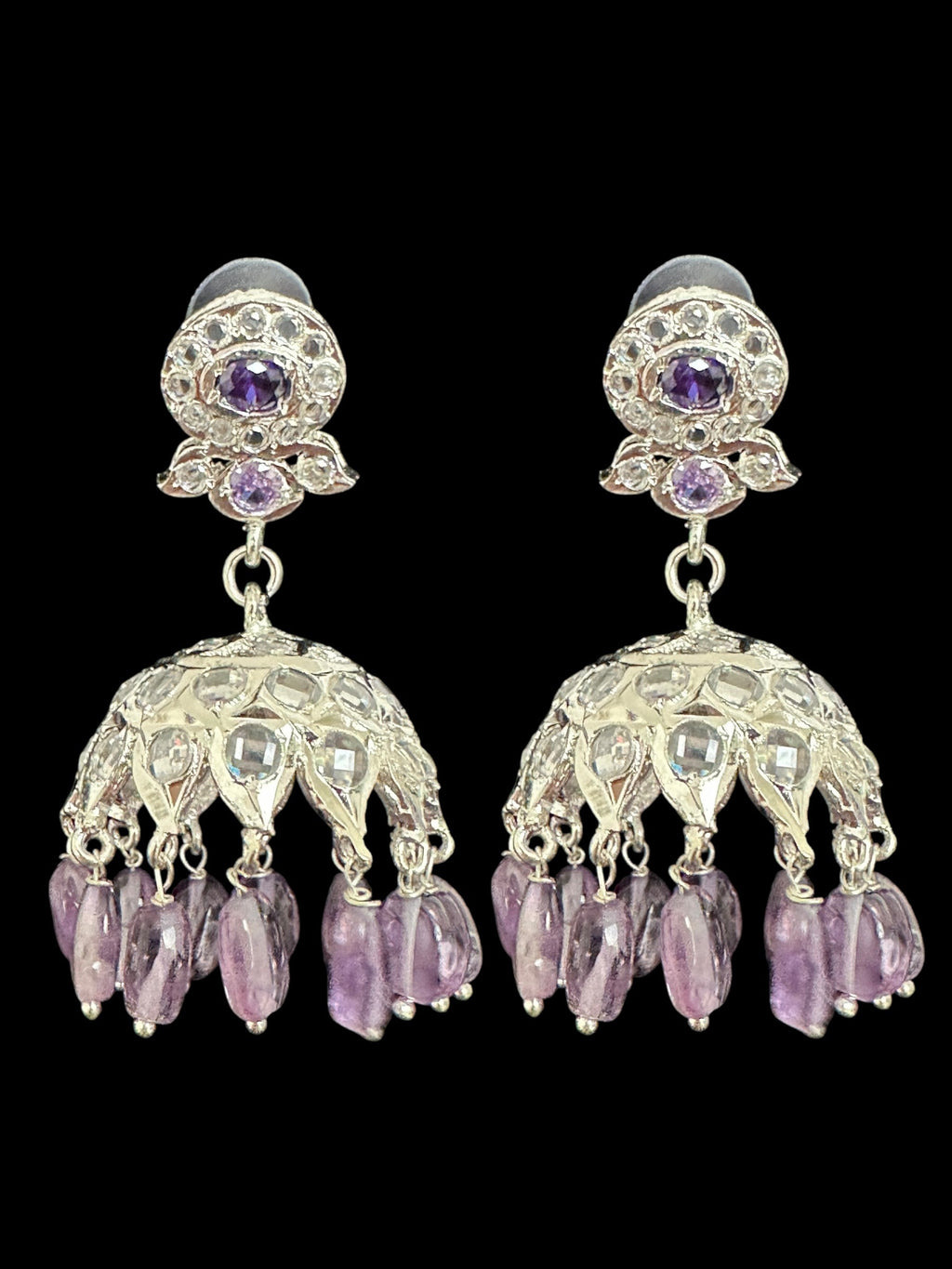 silver plated necklace with amethyst beads ( SHIPS IN 4 WEEKS )