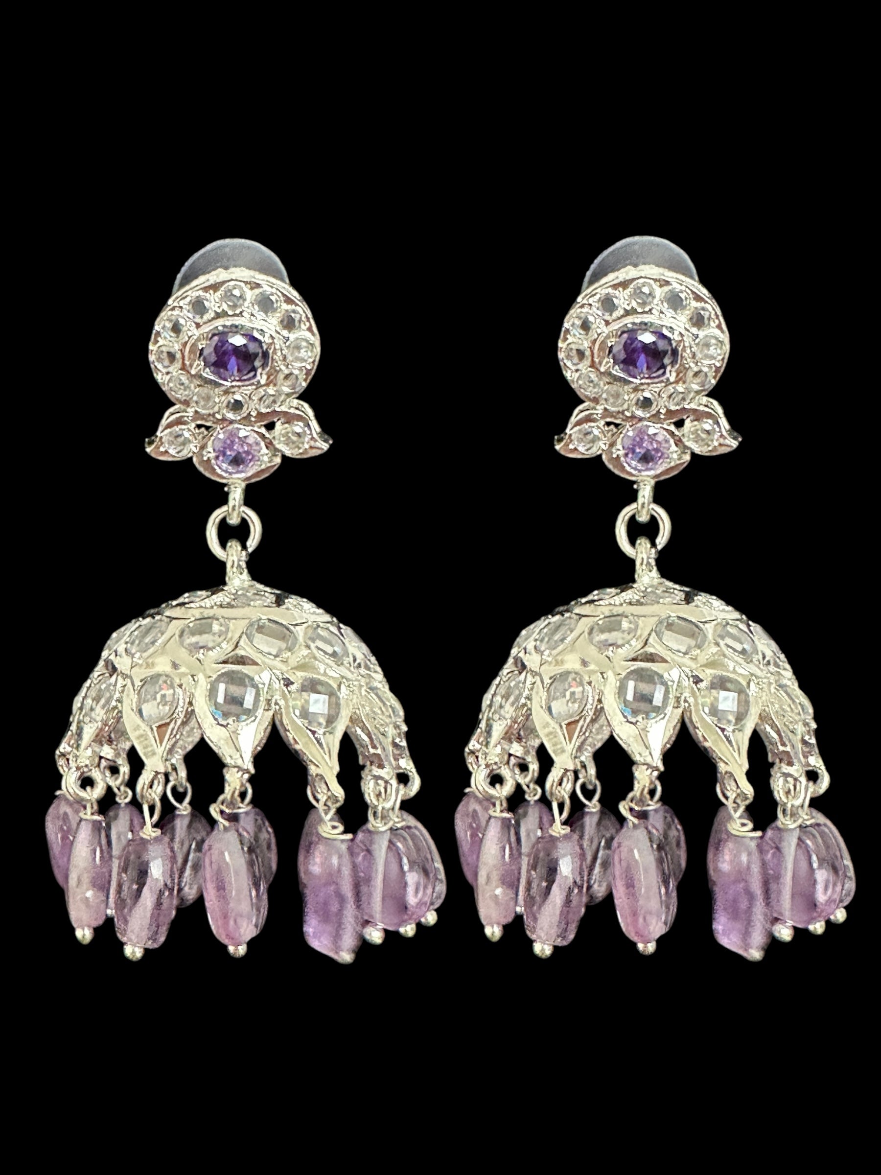 silver plated necklace with amethyst beads ( SHIPS IN 4 WEEKS )