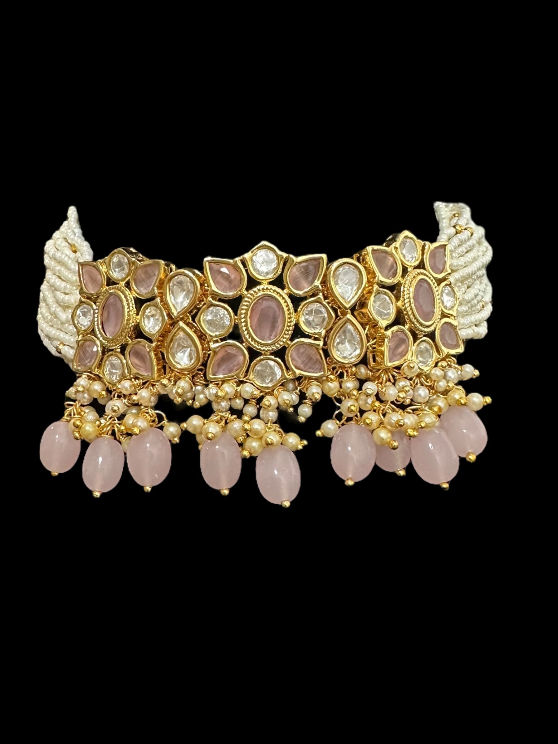 C312 Meera polki  choker - pink ( READY TO SHIP )