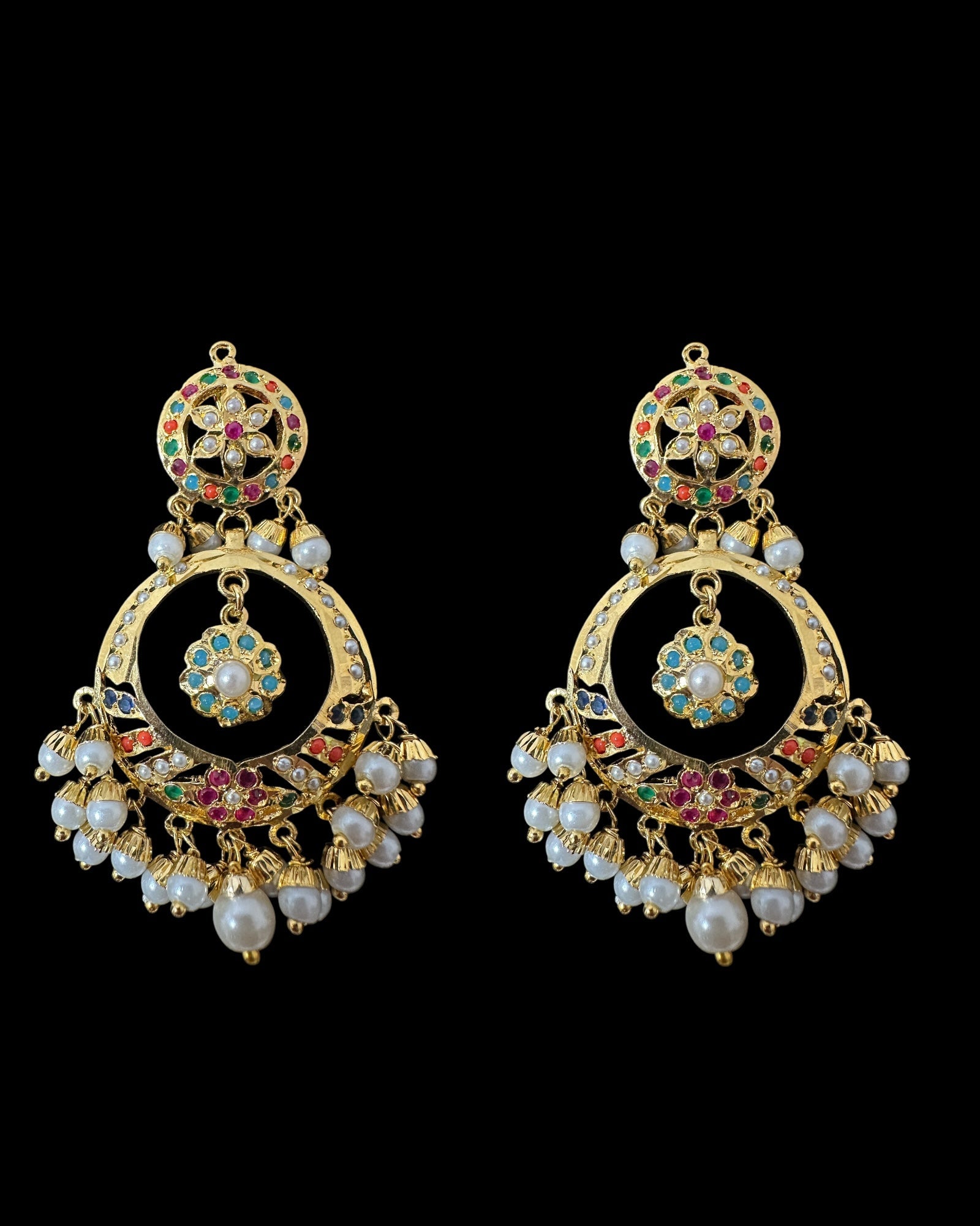 DNS194A Navratan jadau necklace set with tika ( READY TO SHIP )