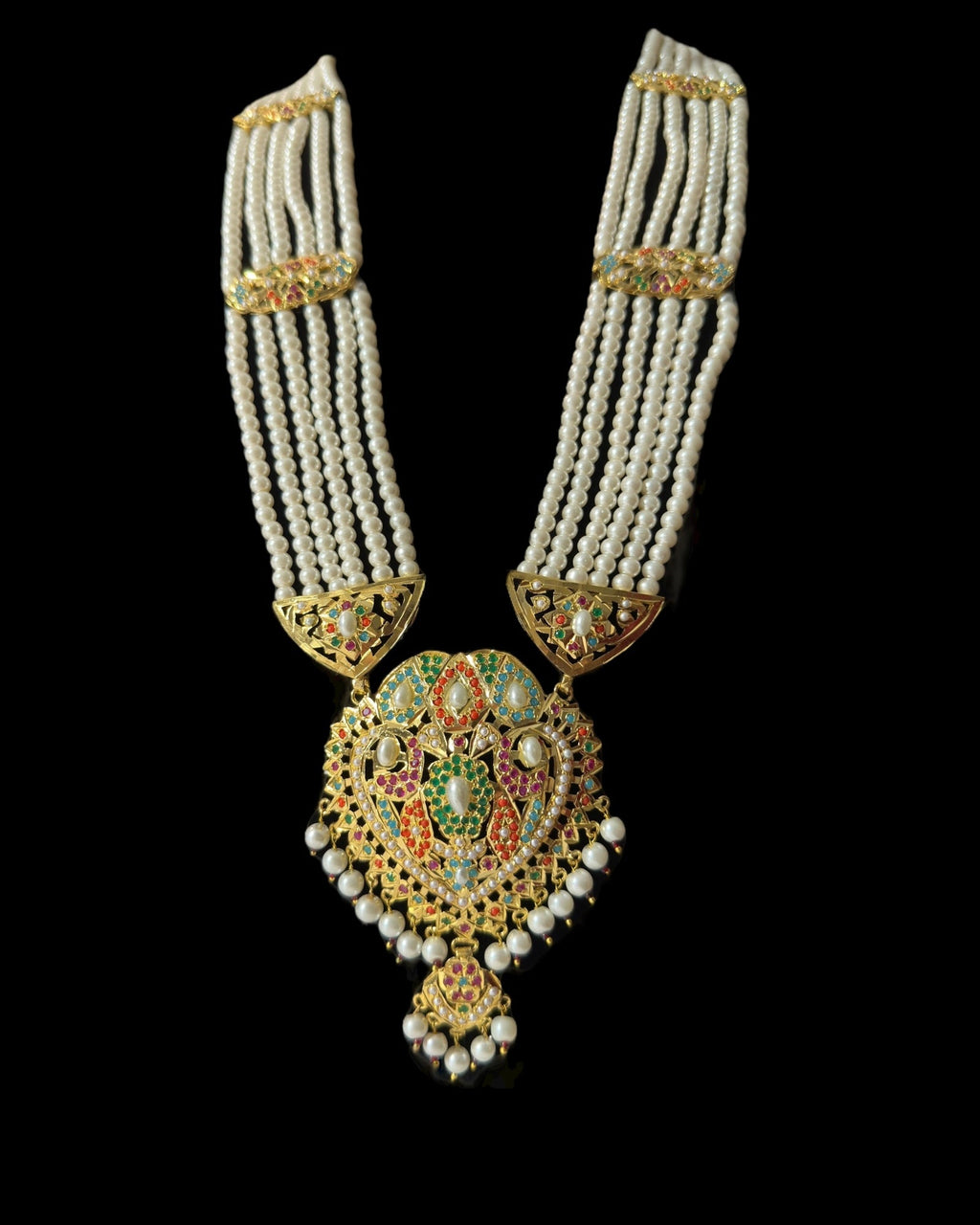 BR320 navratan jadau bridal set in shell pearls ( READY  TO SHIP)
