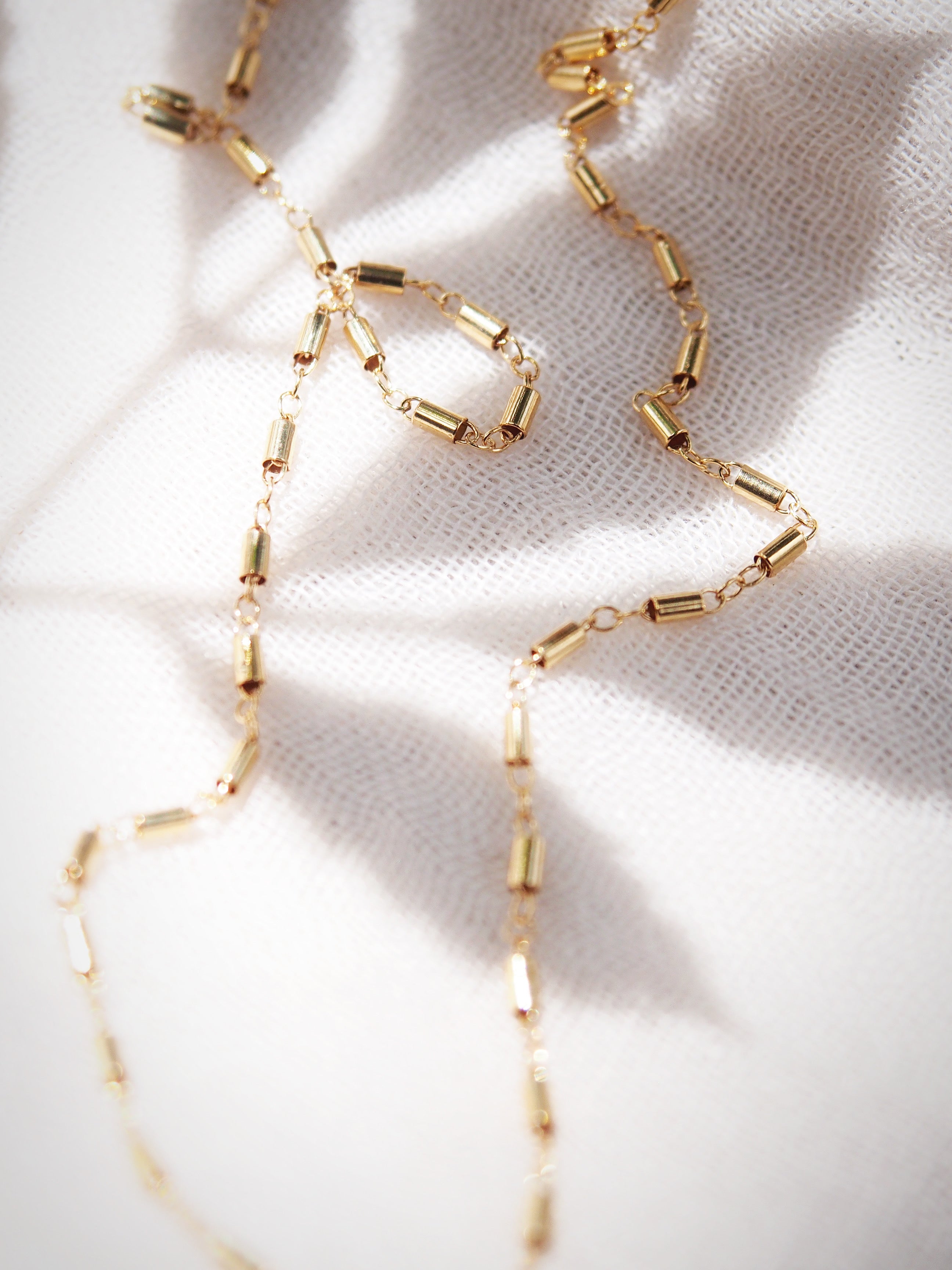 Gold Textured Bar Chain Necklace - Keli'i