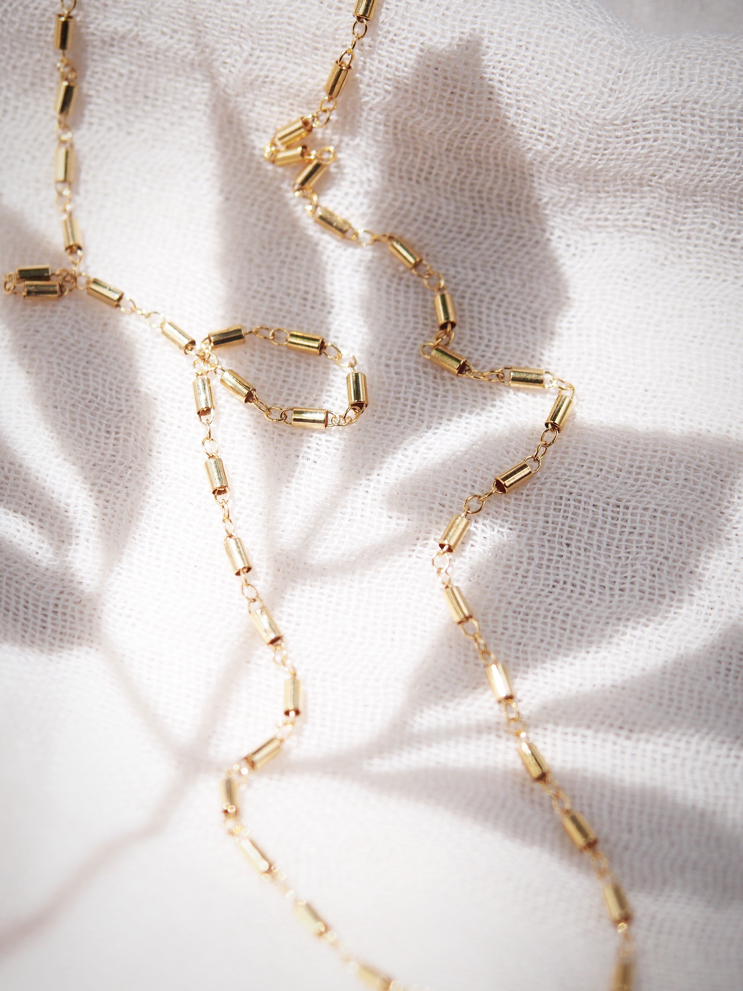 Gold Textured Bar Chain Necklace - Keli'i