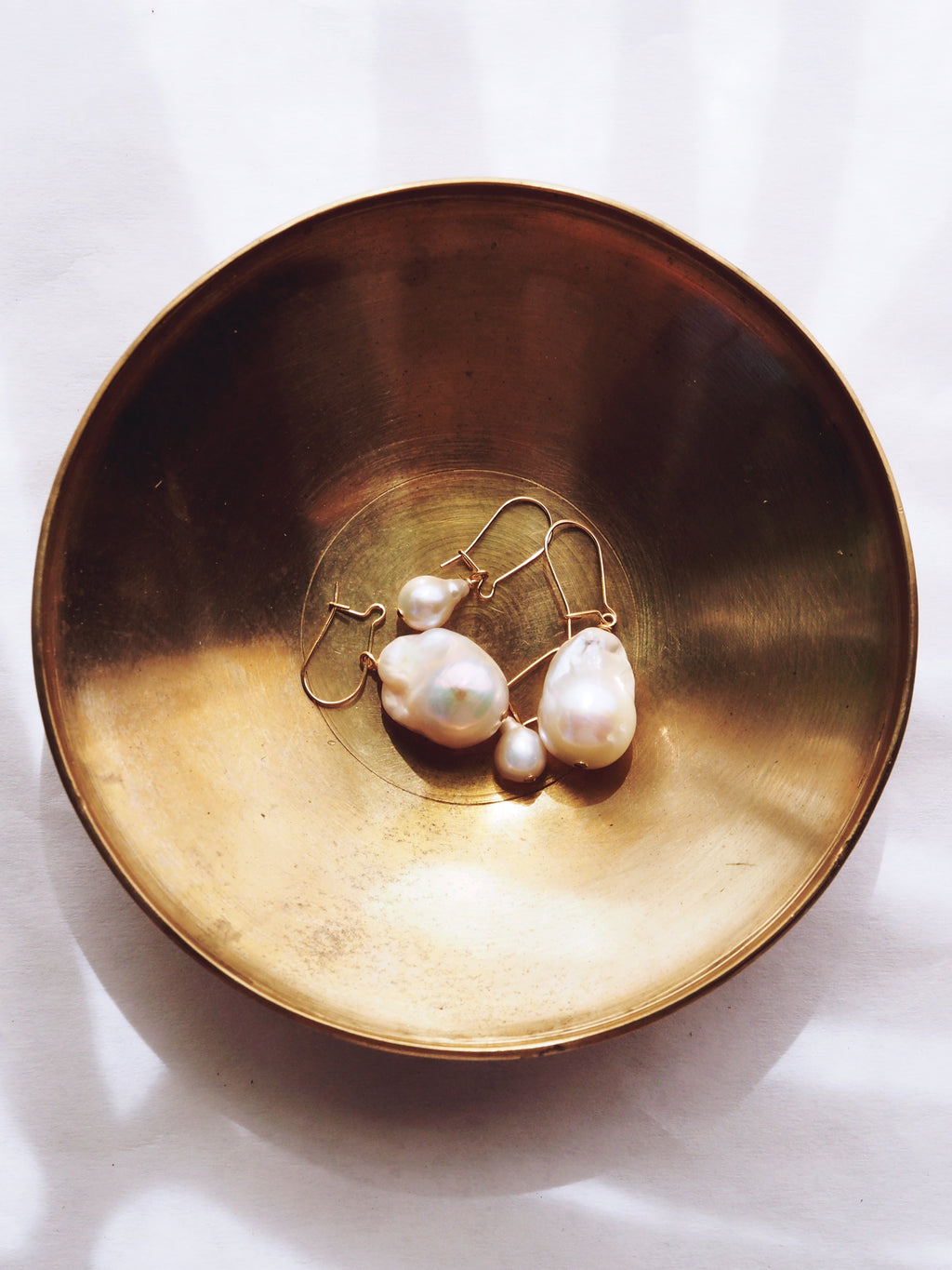 Gold Flameball Pearl Drop Earrings - Kiele