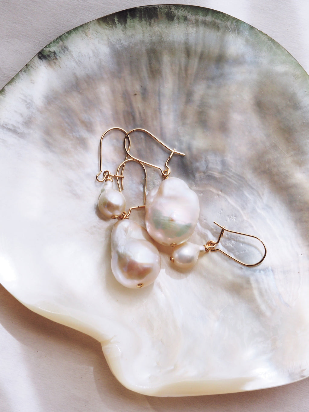 Gold Flameball Pearl Drop Earrings - Kiele
