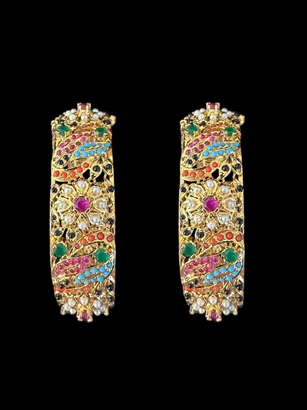 B811 Avisha Jadau bangles in Navratan ( READY TO SHIP )