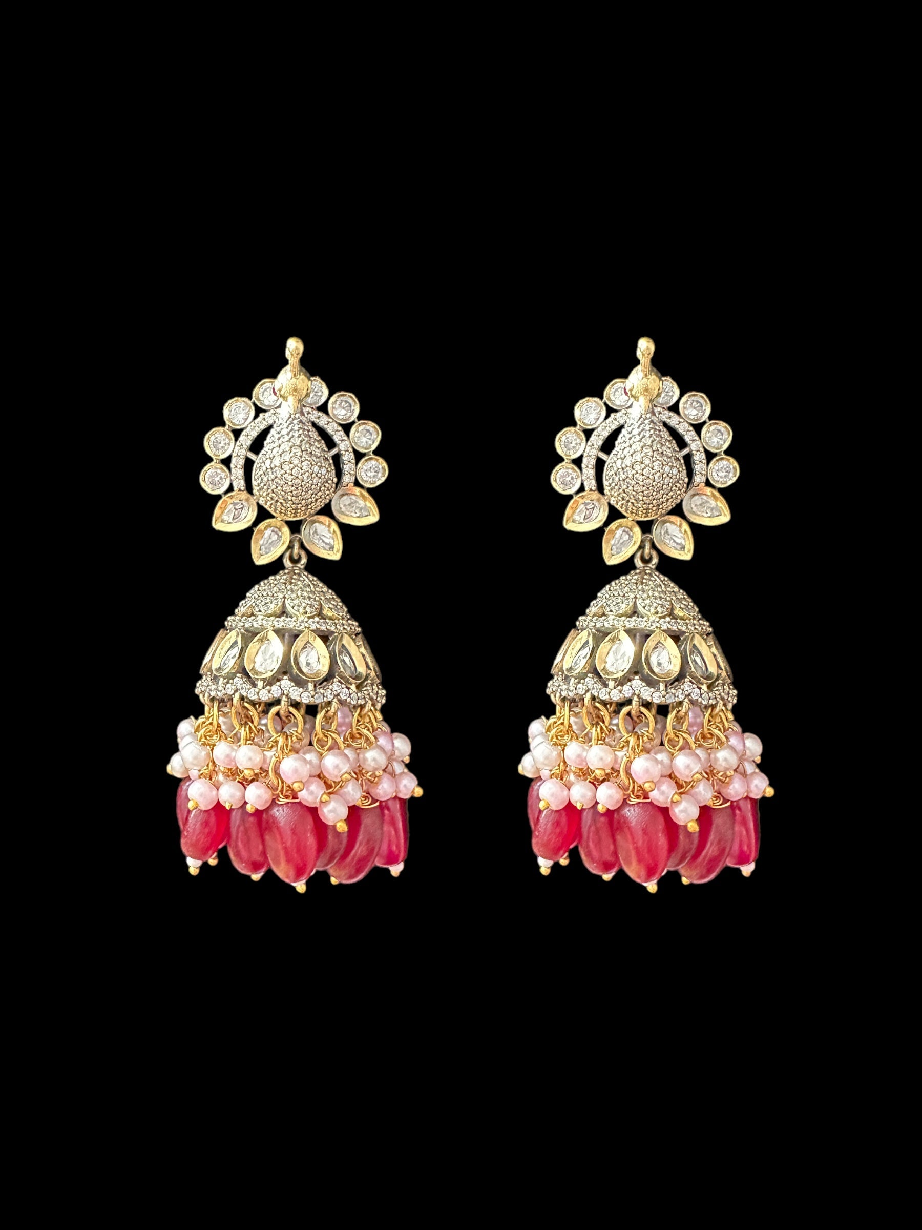 DER584 Mor polki jhumka - Ruby ( READY TO SHIP )