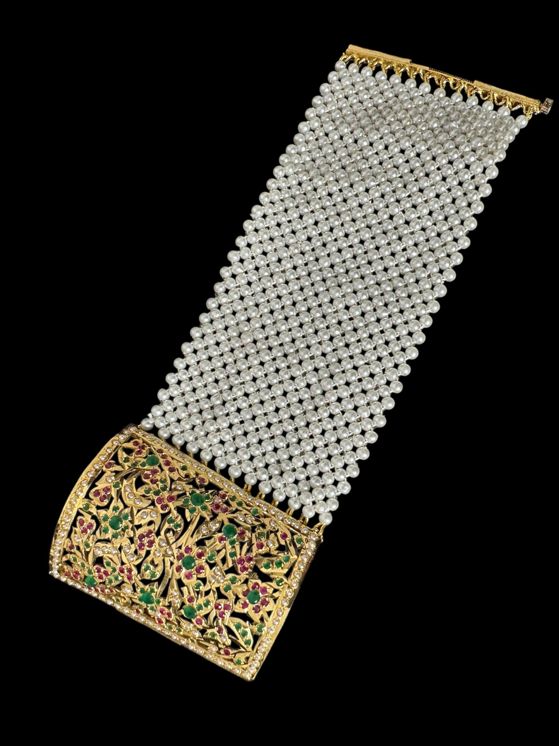 Jadau bahi / bracelet - multicolor / ruby emerald   ( SHIPS IN 2 WEEKS  )