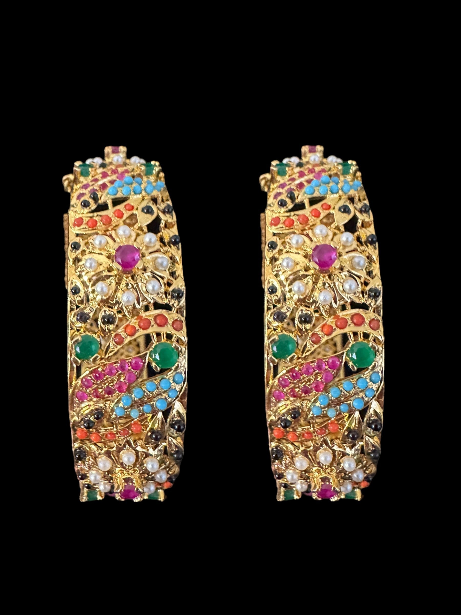 B811 Avisha Jadau bangles in Navratan ( READY TO SHIP )