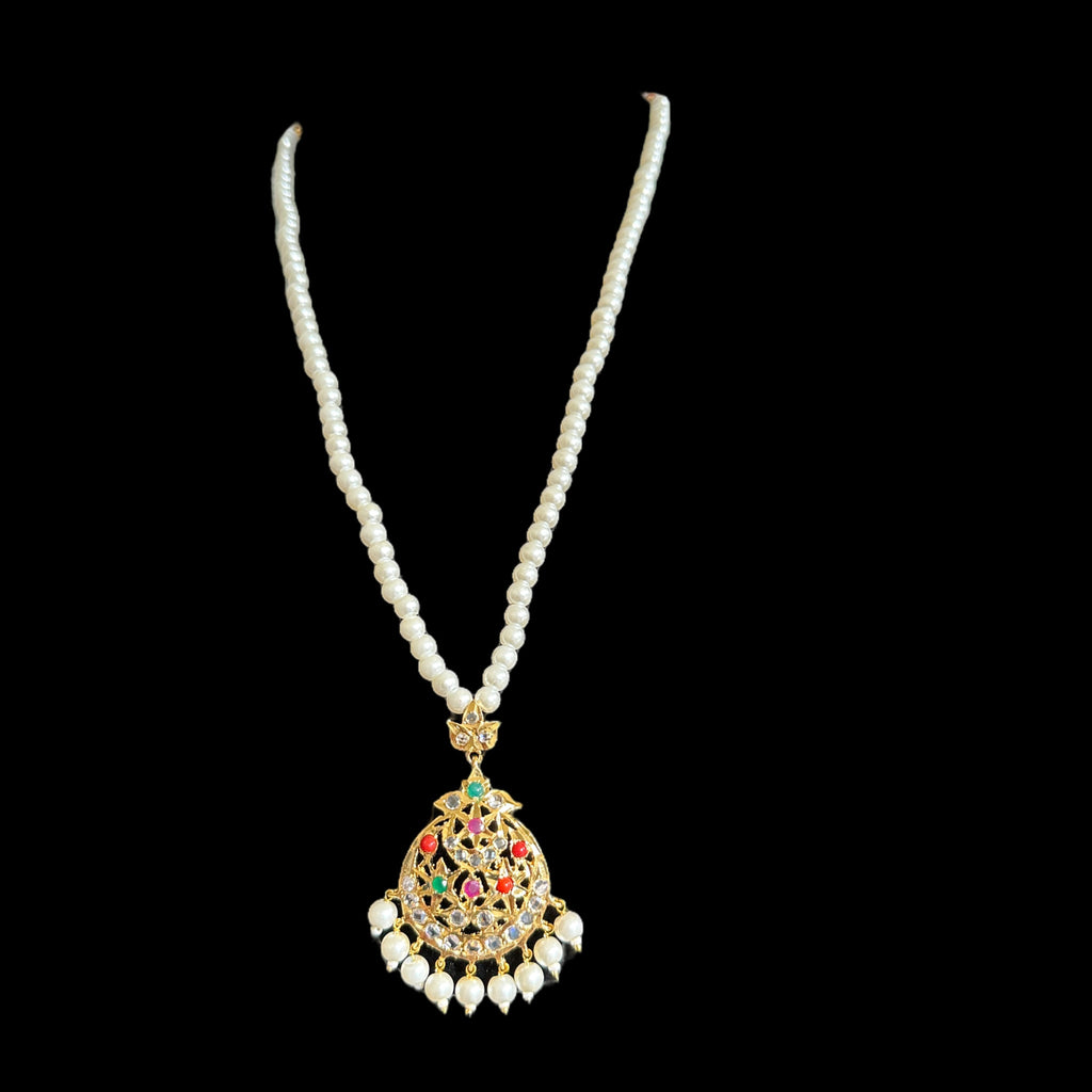 PS416 Lahar Navratan pendant set ( READY TO SHIP )