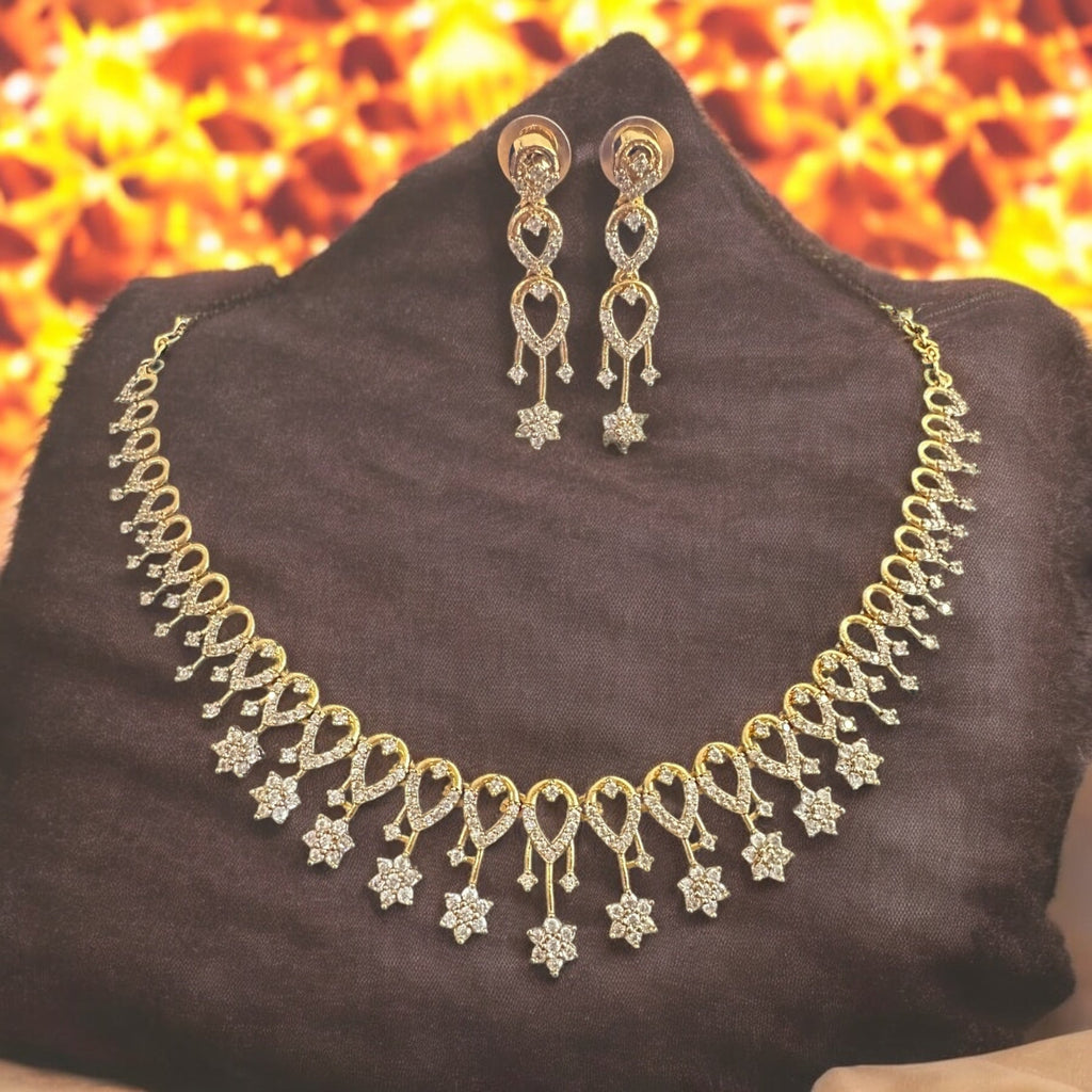DNS153 Rima necklace earrings in cz  ( READY TO SHIP )