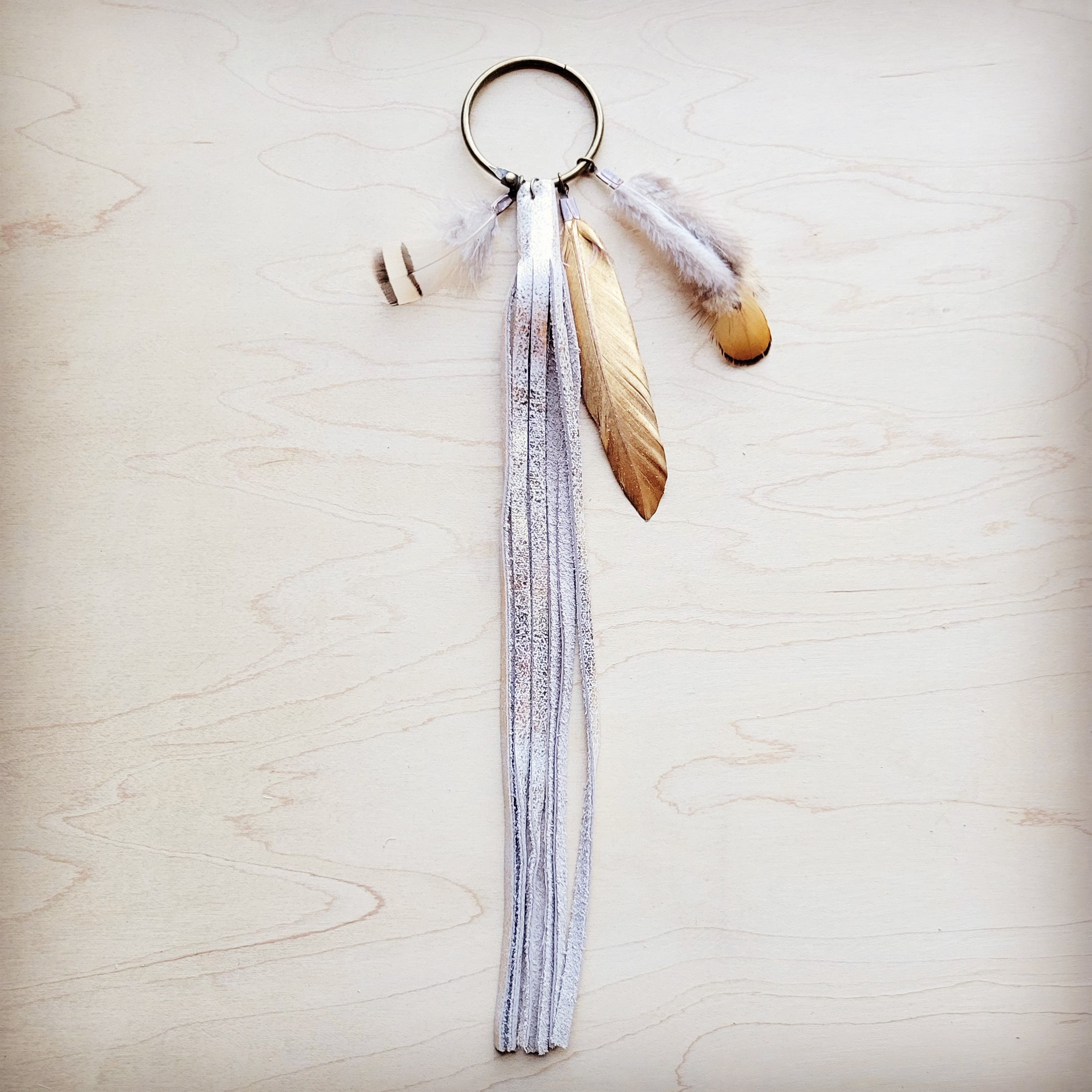 Boho Western Boot Bling Charm with Leather Fringe 500b