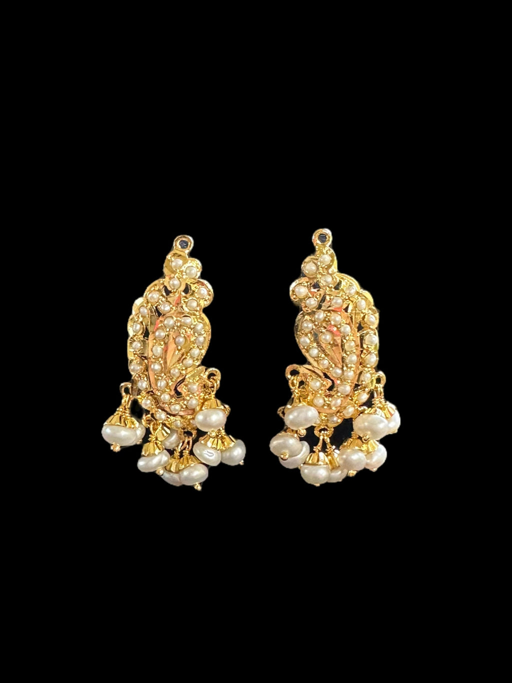 Gold-Plated Jadau Silver Pendant Set with Freshwater Pearls( READY TO SHIP )