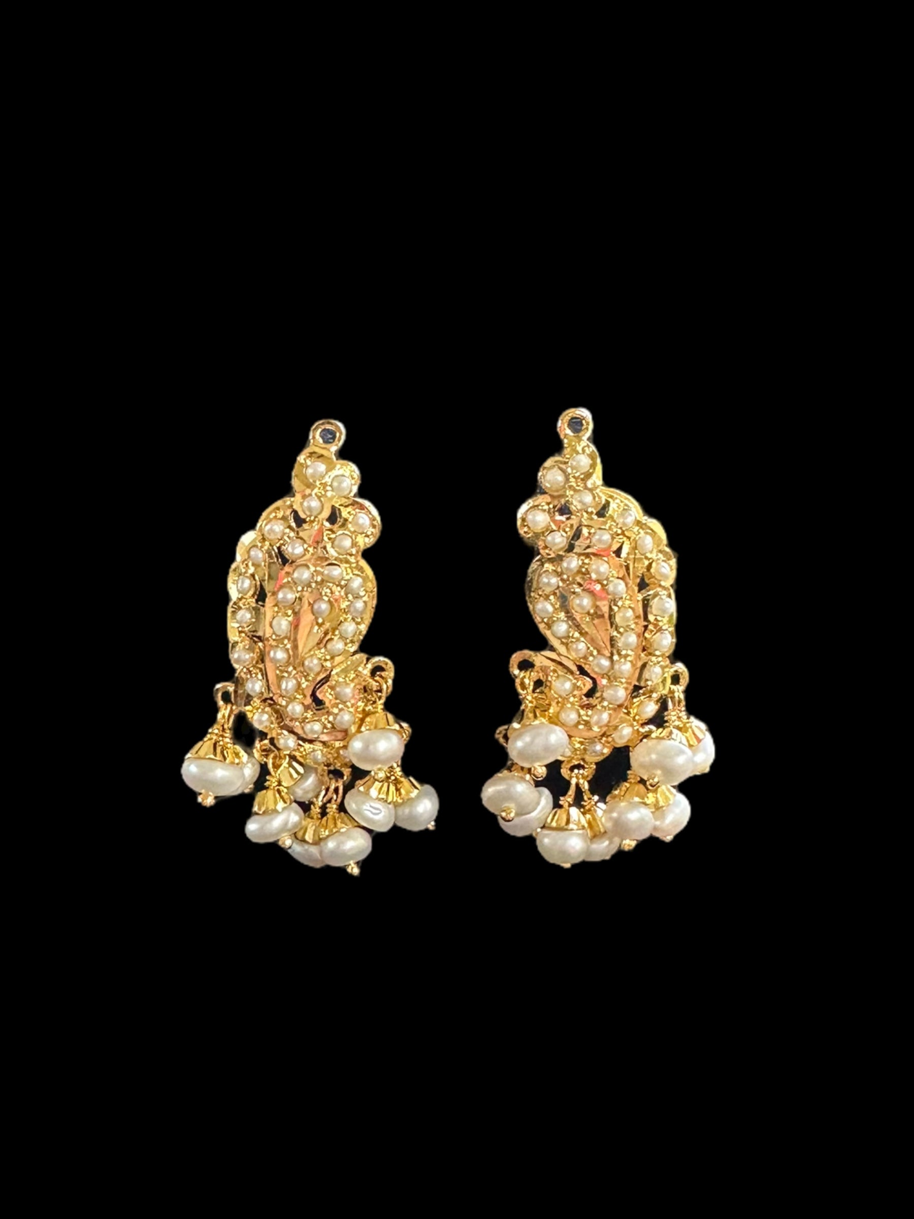 Gold-Plated Jadau Silver Pendant Set with Freshwater Pearls( READY TO SHIP )