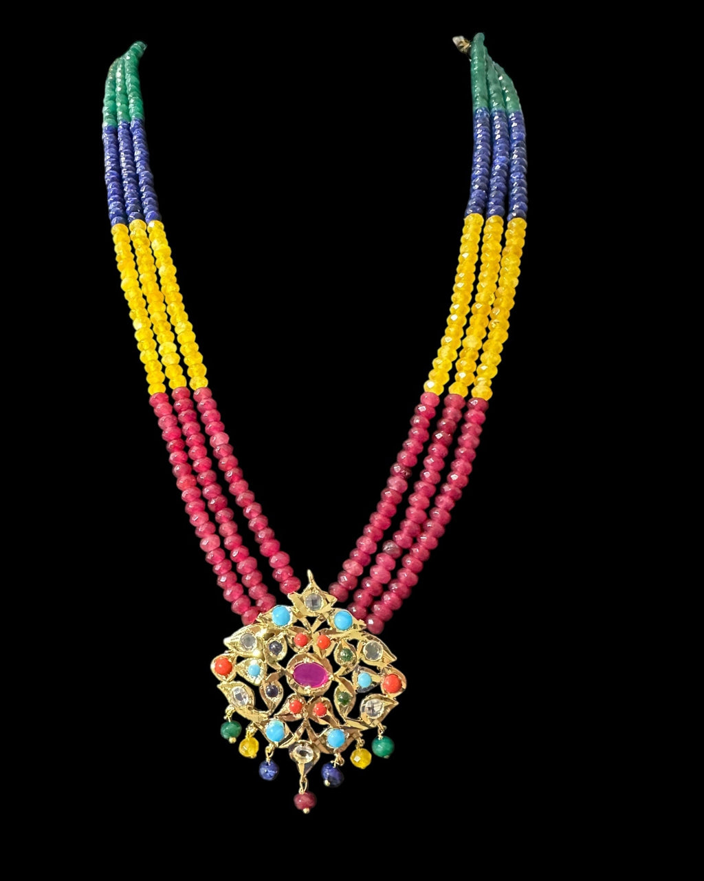 NS214 Meeraj necklace set ( navratan   ) ( READY TO SHIP )