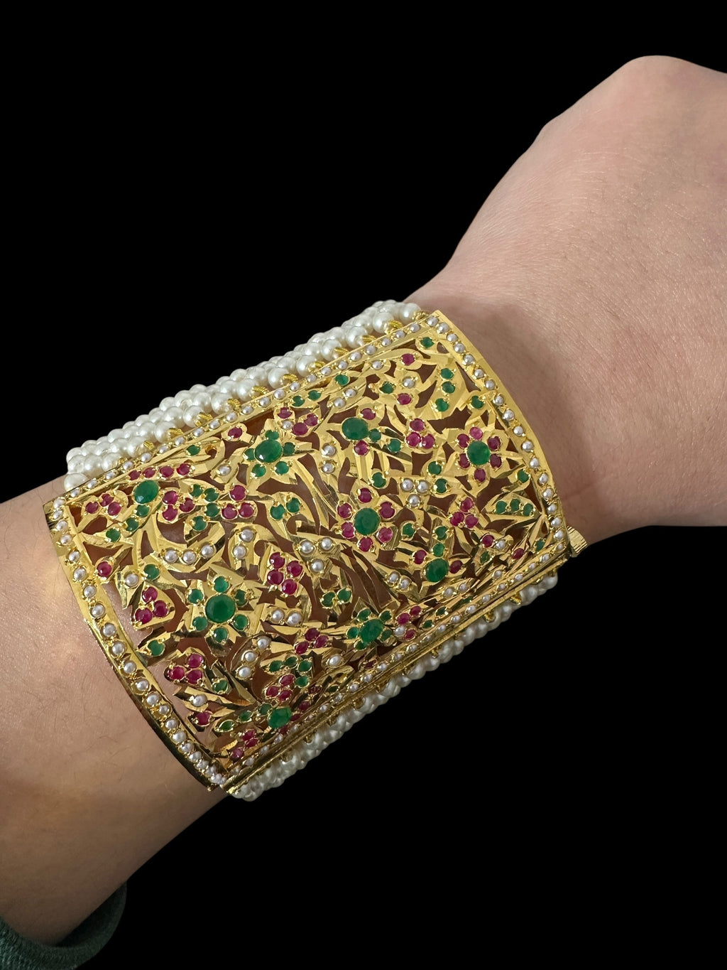 Jadau bahi / bracelet - multicolor / ruby emerald   ( SHIPS IN 2 WEEKS  )