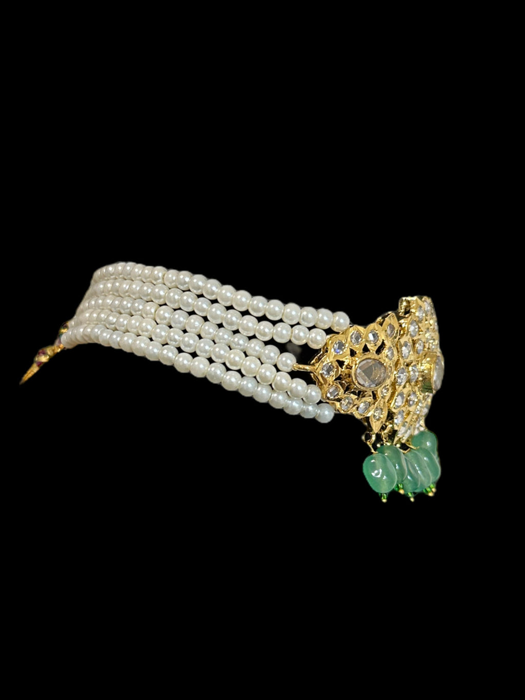 C300 Lekha choker set ( green beads ) ( SHIPS IN 4 WEEKS  )