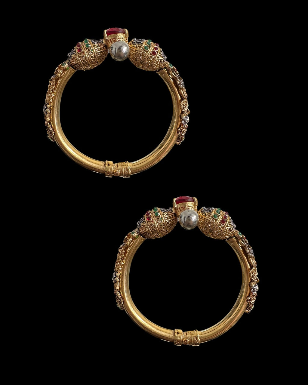 BG801 SALWA zircon bangles - ruby emerlad openable ( READY TO SHIP )