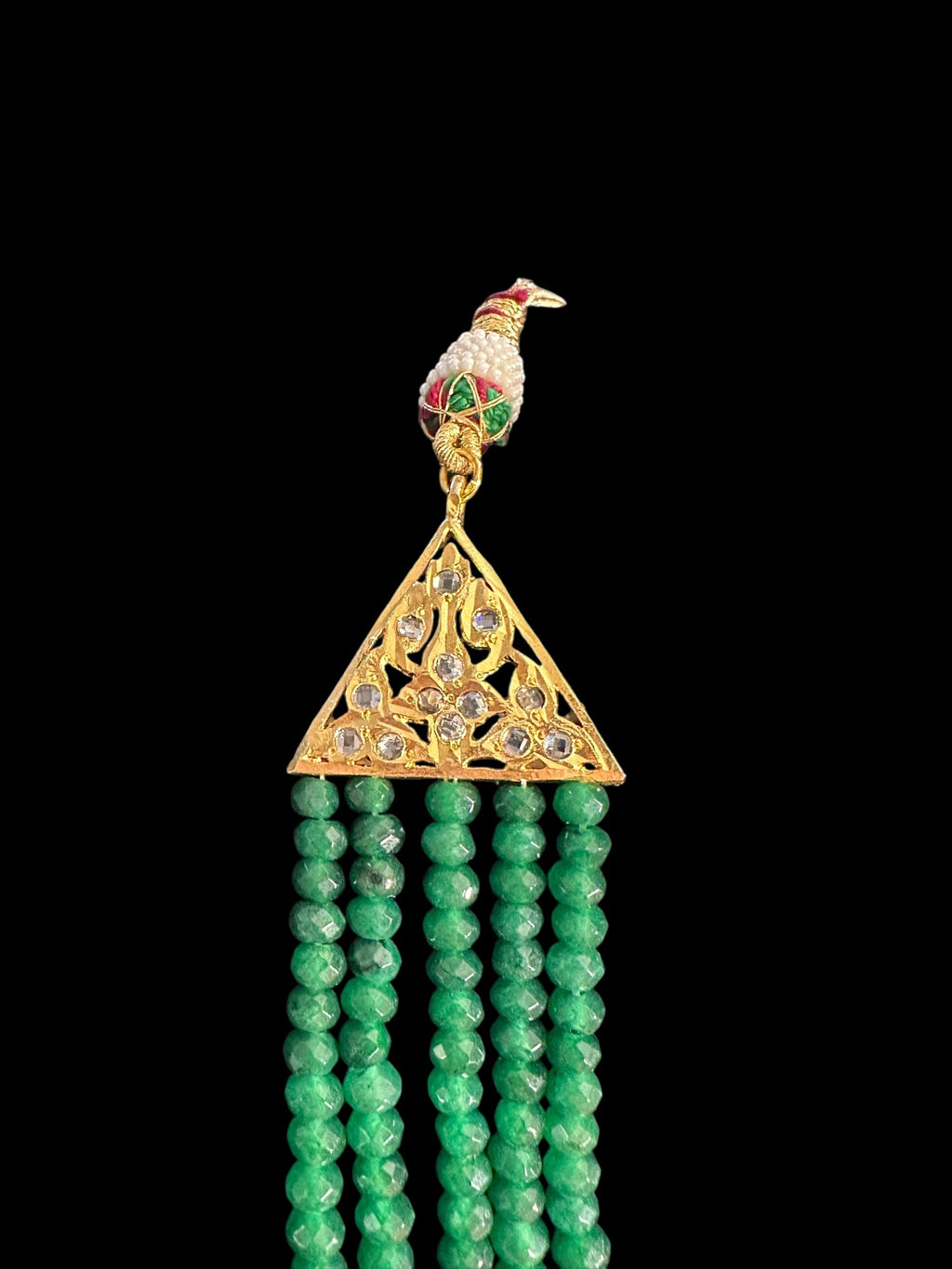 DLN88 Nisha rani haar in green beads  ( READY TO SHIP )