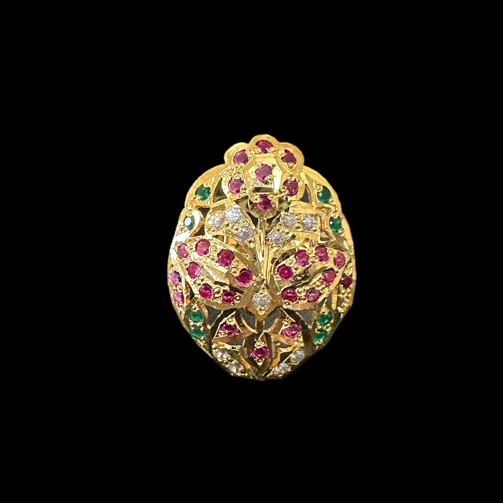 Gold plated silver ring in ruby emerald   ( READY TO SHIP )