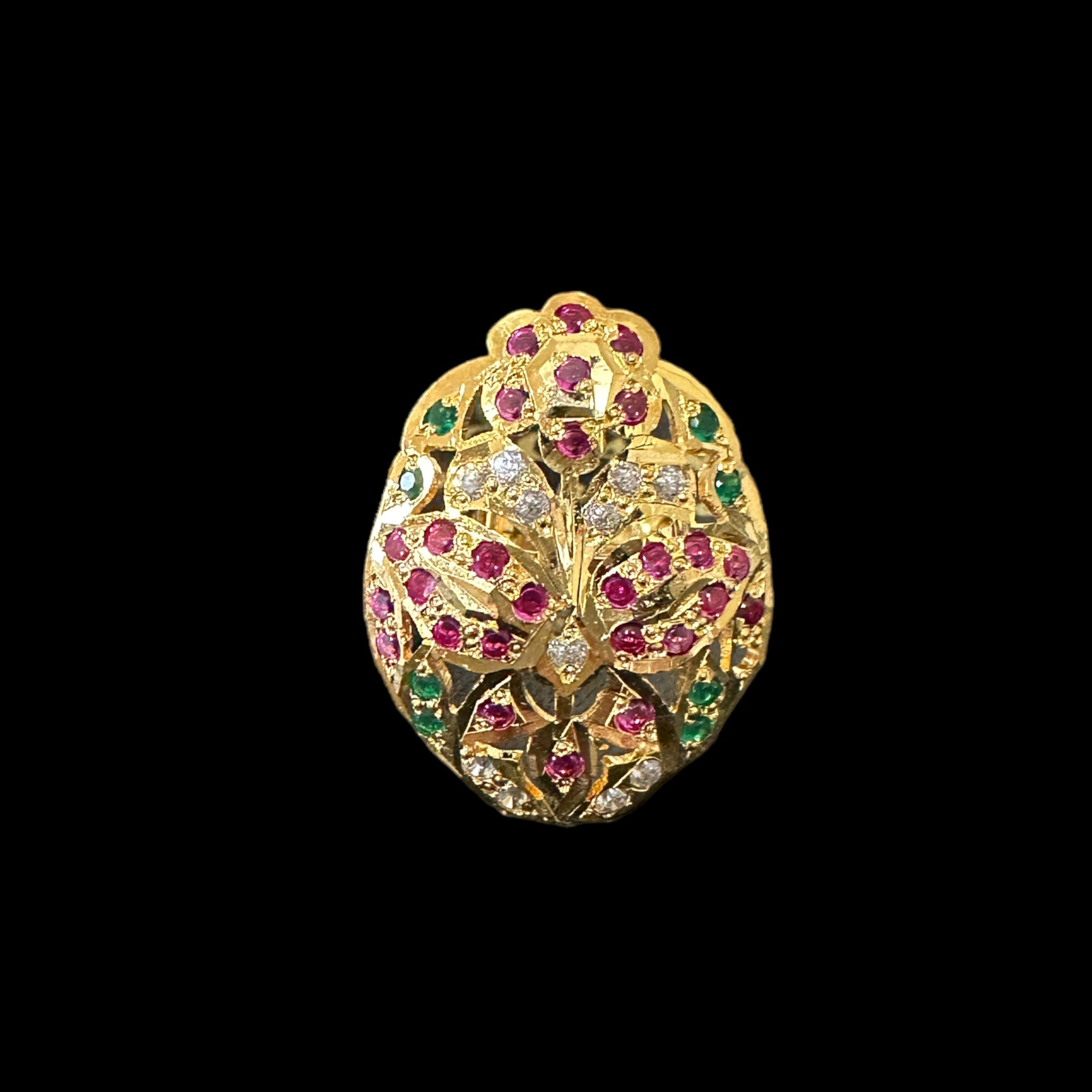 Gold plated silver ring in ruby emerald   ( READY TO SHIP )