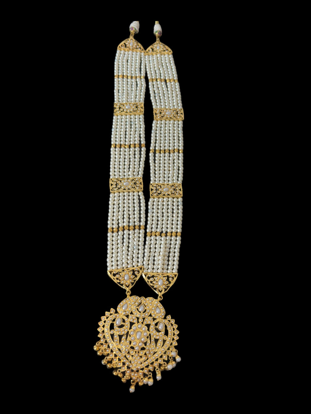 BR479 Insha pearl jadau bridal set in shell pearls ( SHIPS IN 4 WEEKS )