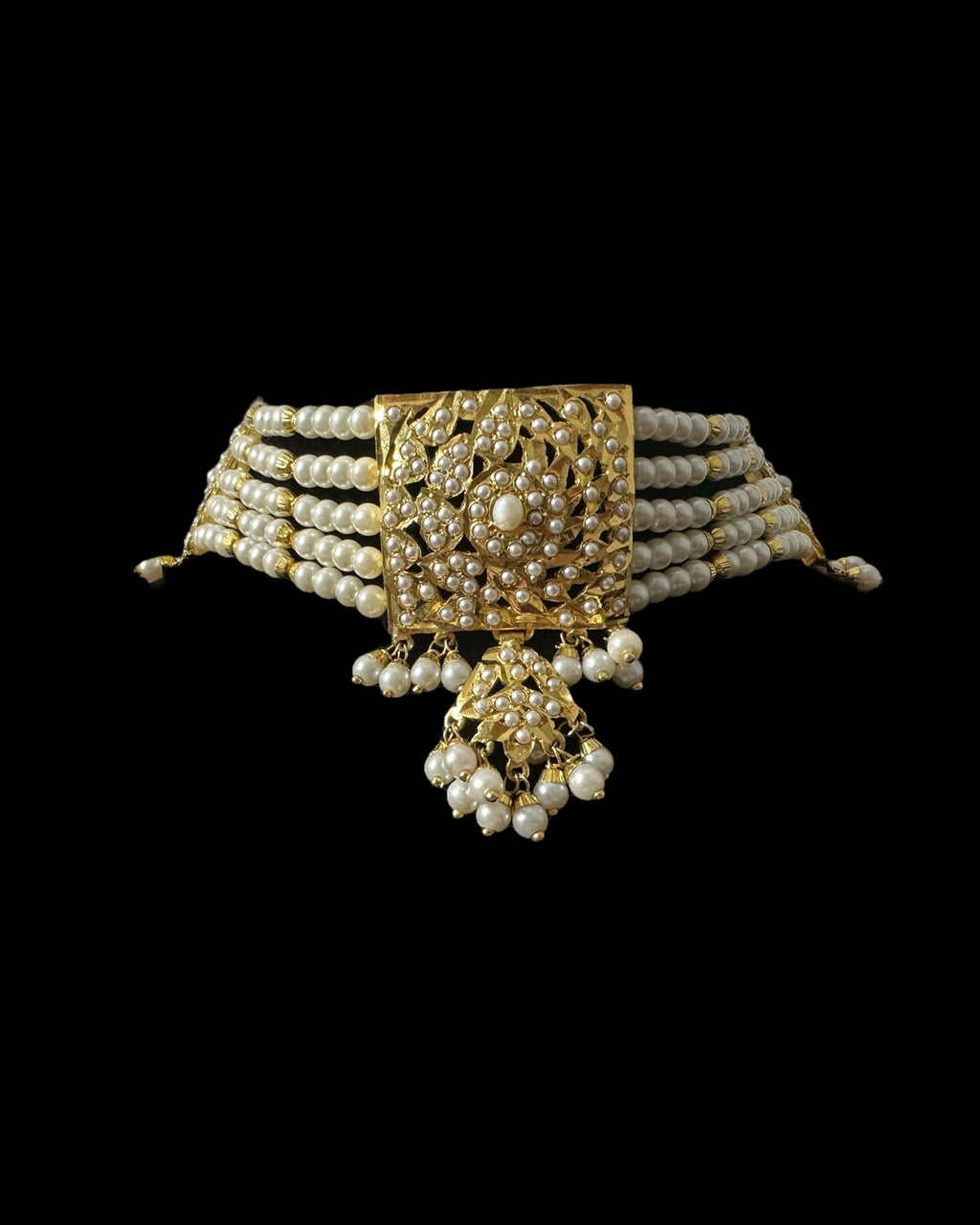 C566 Gold plated jadau choker in pearls ( READY TO SHIP )