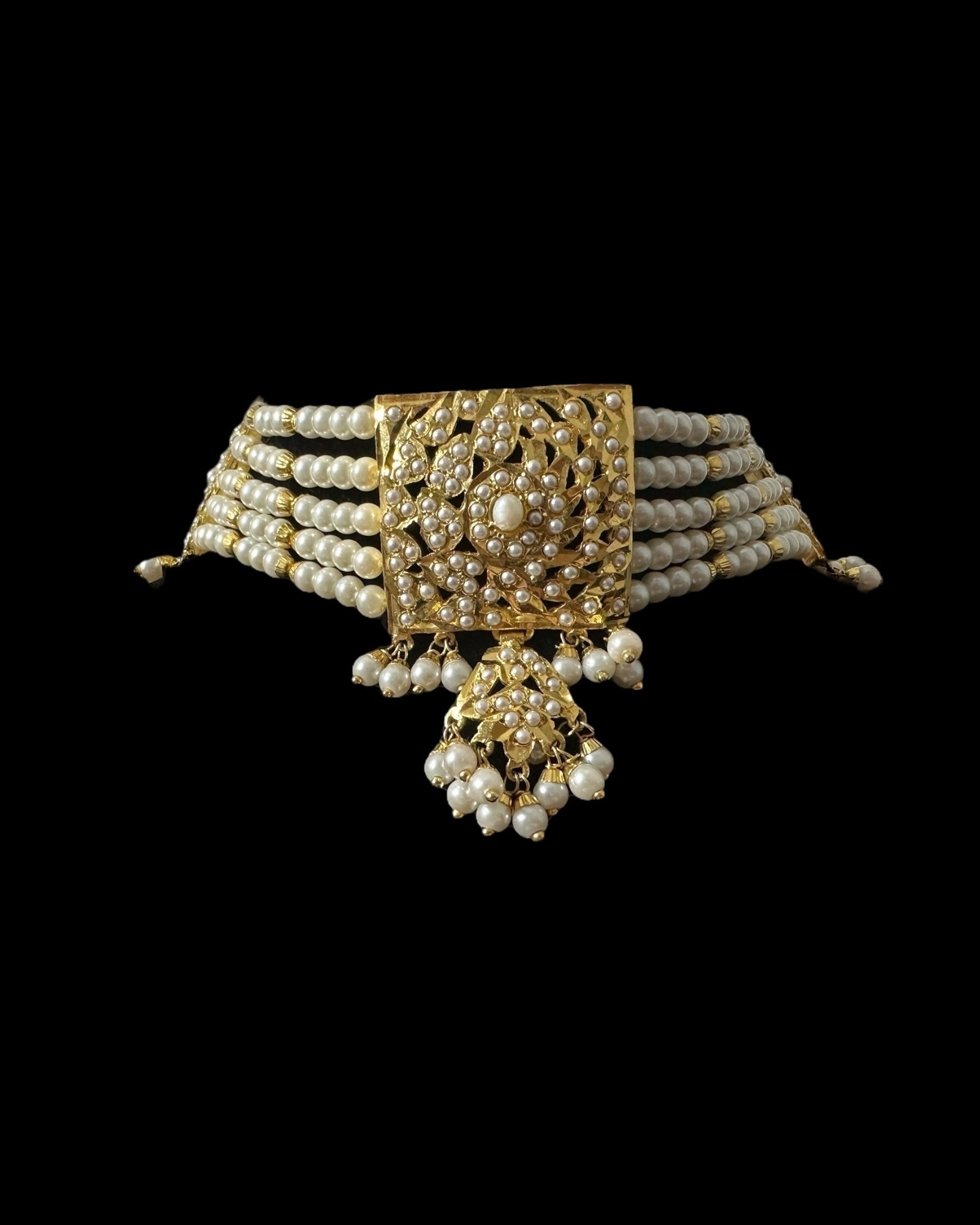 C566 Gold plated jadau choker in pearls ( READY TO SHIP )