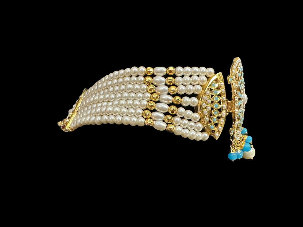 C514 Gold plated jadau choker in turquoise   ( READY TO SHIP  )