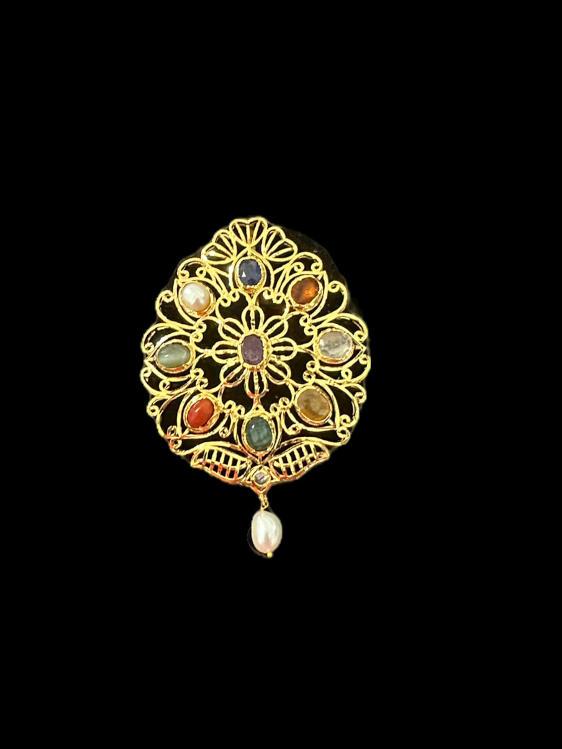 PS373 FAHM Navratan pendant set  with real stones ( READY TO SHIP )