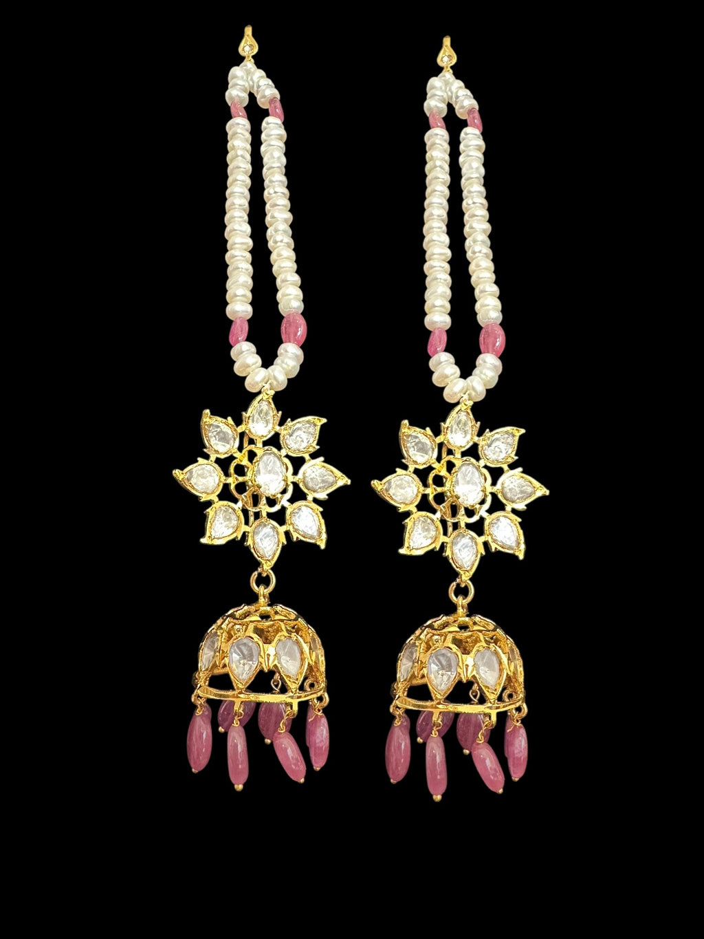 BR310 Bridal jadavi lacha , satlada  in moissanite and emeralds ( SHIPS IN 5 WEEKS )