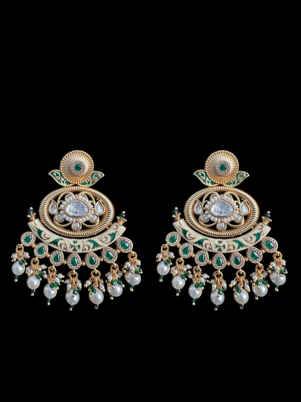 DLN84 Polki and meenakari set - Green ( READY TO SHIP )